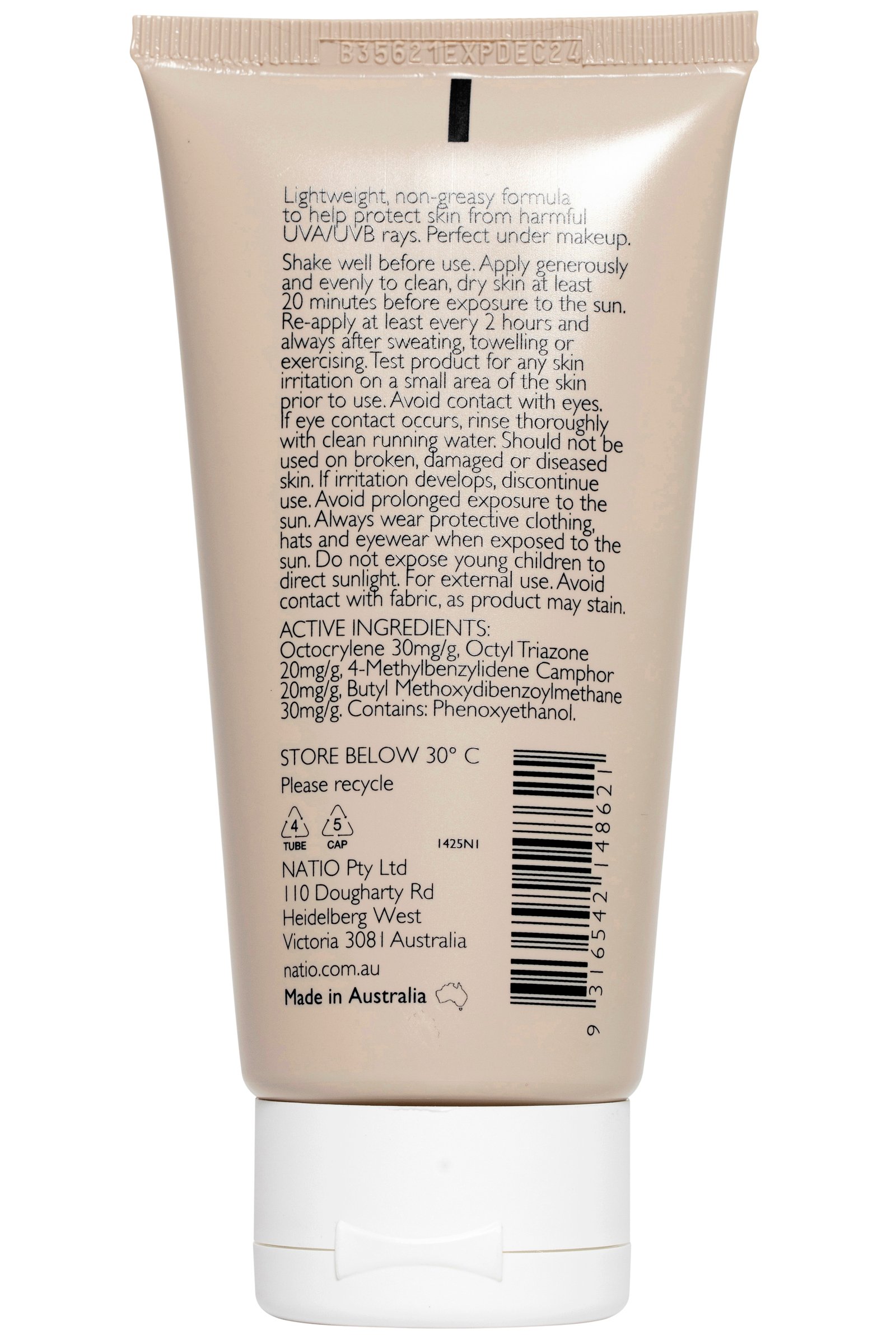 Natio Ageless Daily Moisturiser UV Protection SPF 50+ 75g - Image 3