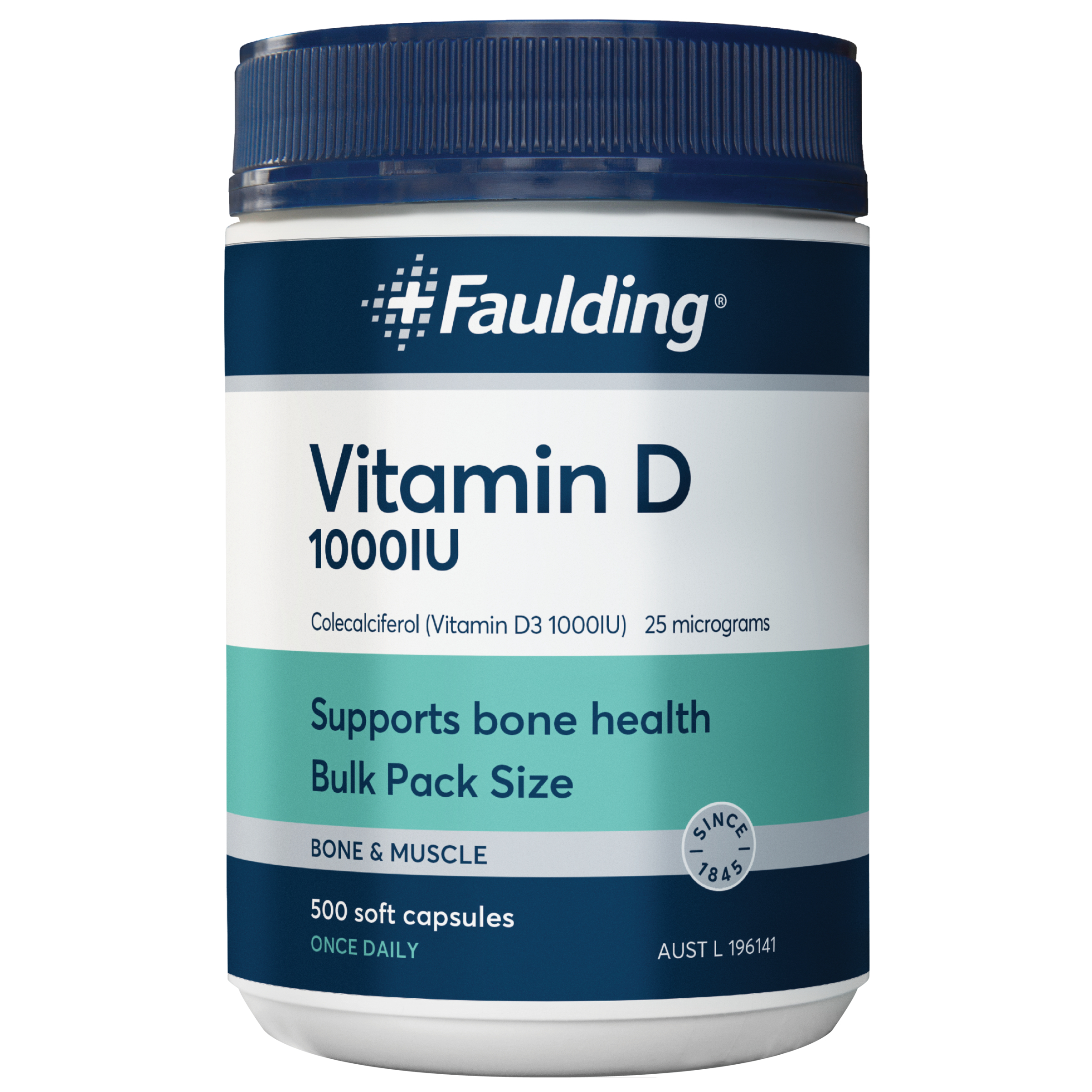 Faulding Vitamin D 1000IU - 500 soft gel capsules
