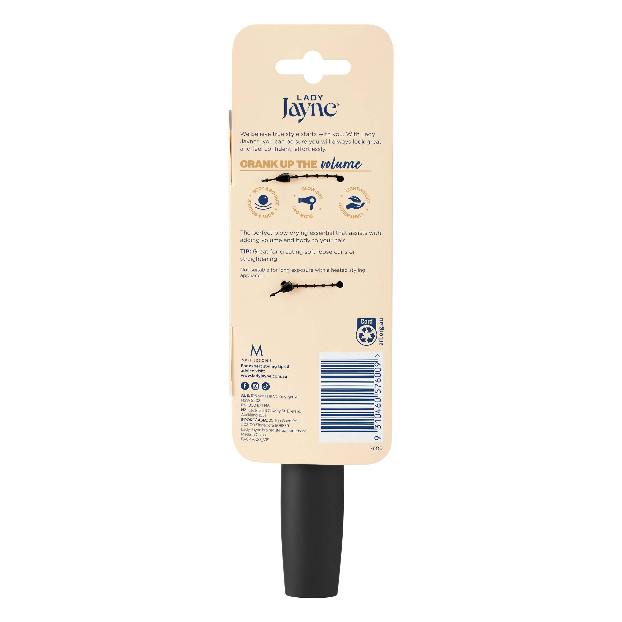 Lady Jayne Brush Radial Plastic B-T Bristles Medium 1 each - Image 2