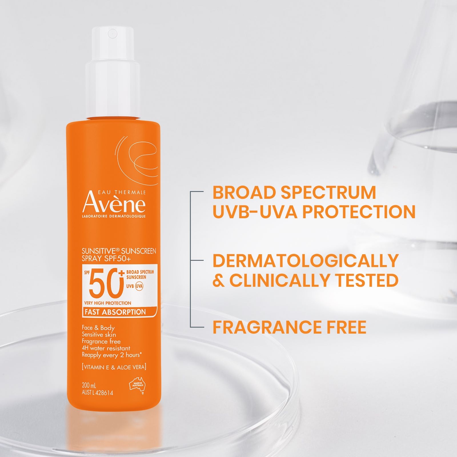Avene Sunsitive Sunscreen Spray SPF 50+ 200ml - Image 2