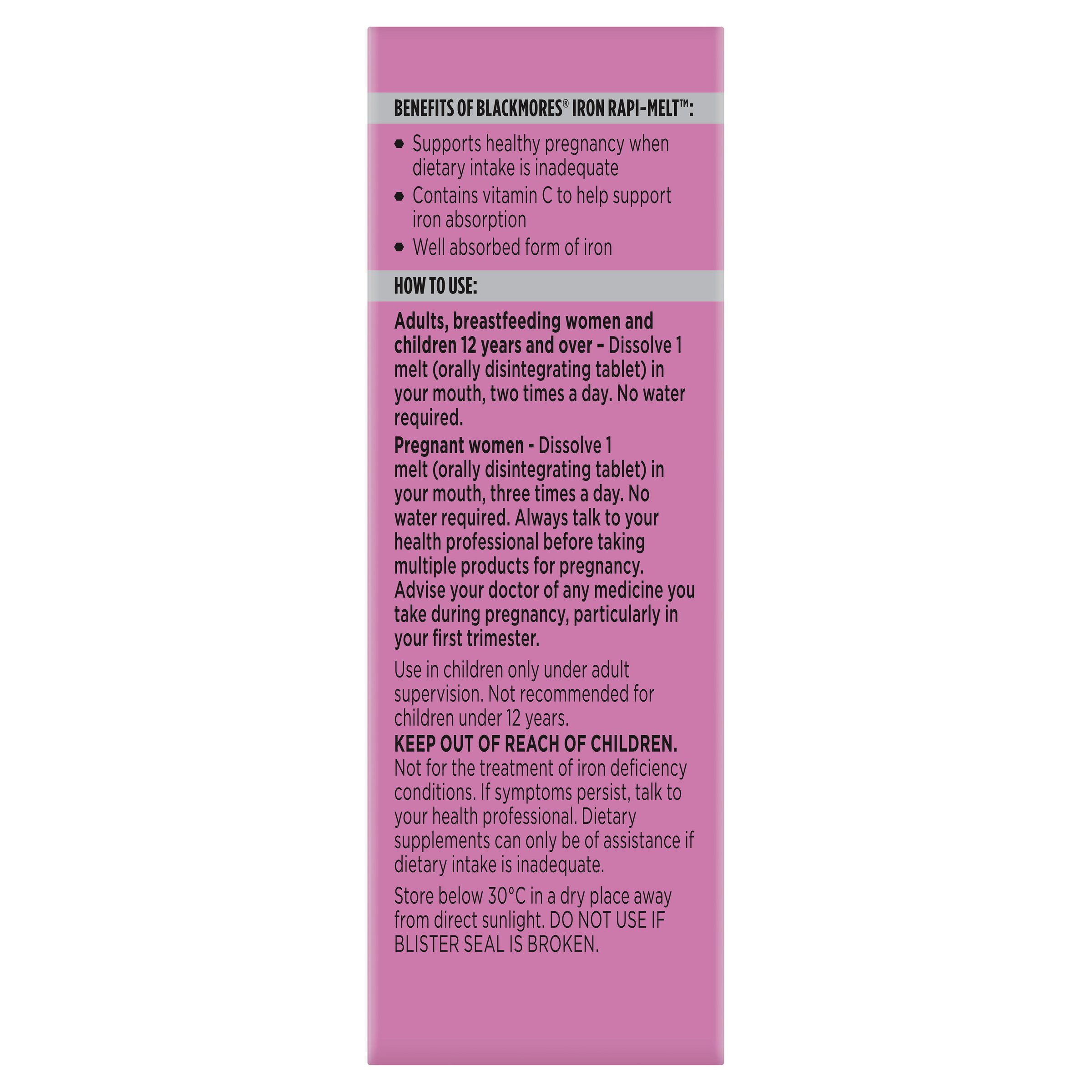 Blackmores Iron Rapi-Melt 60 tablets - Image 2
