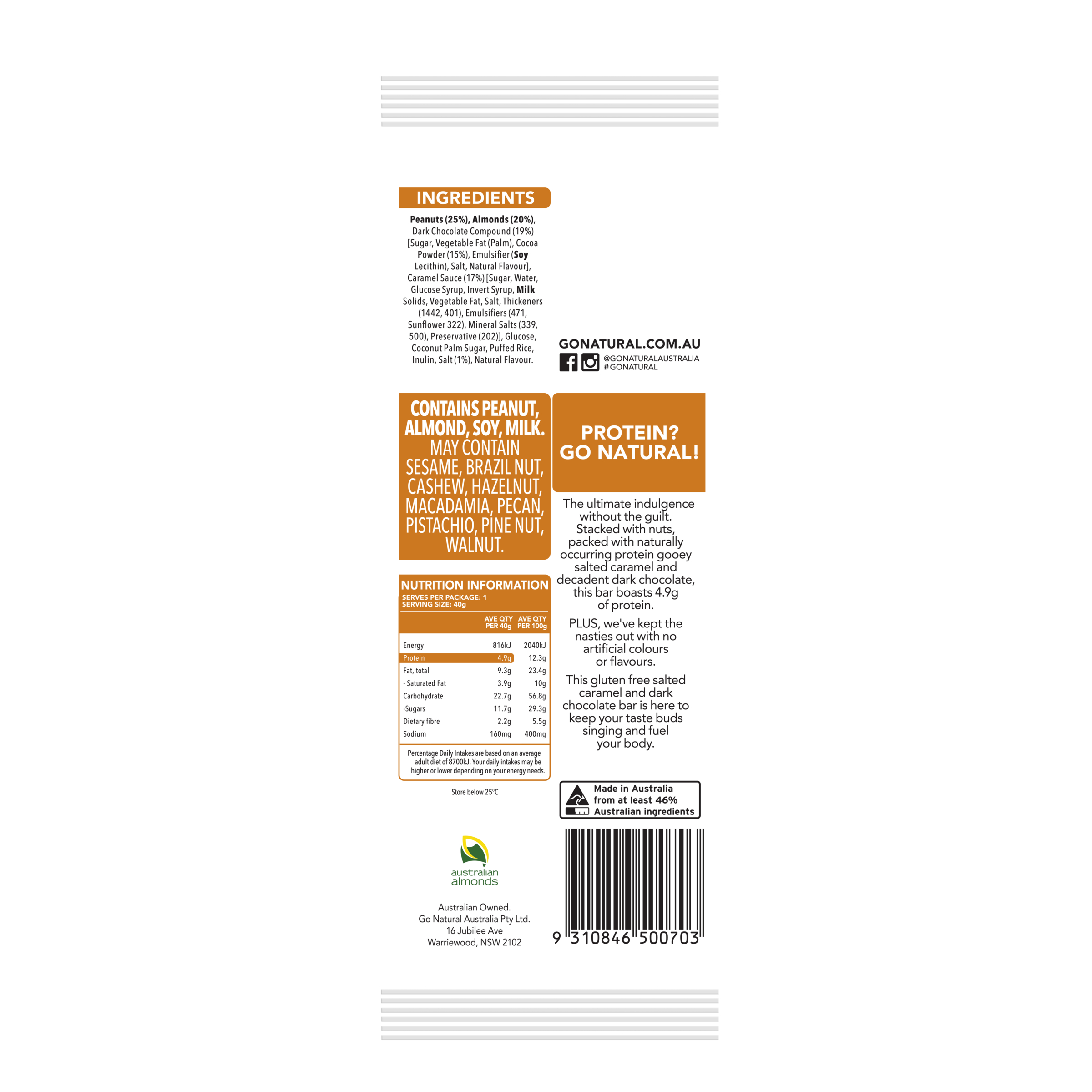 Go Natural Choc Salted Caramel 40g - Image 2