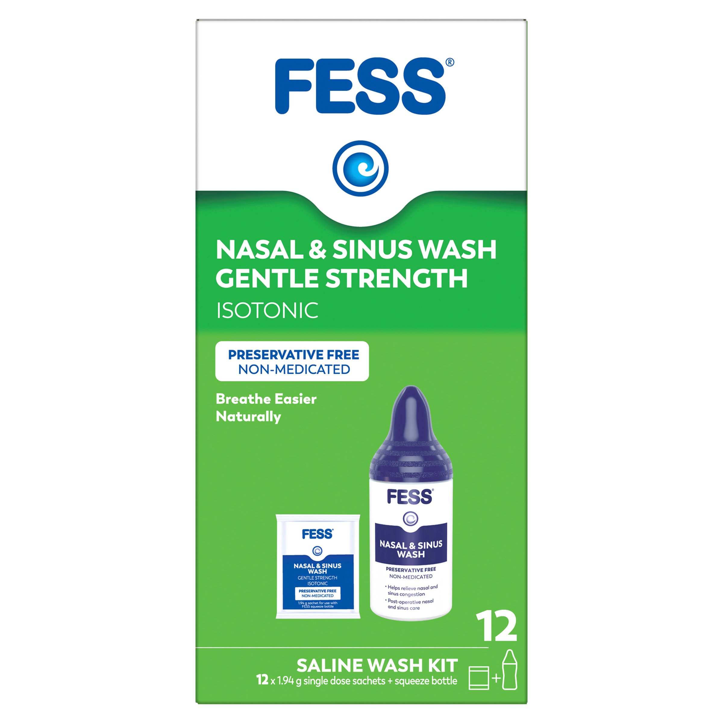 Fess Nasal & Sinus Wash Kit Gentle Strength 12 sachets - Image 2