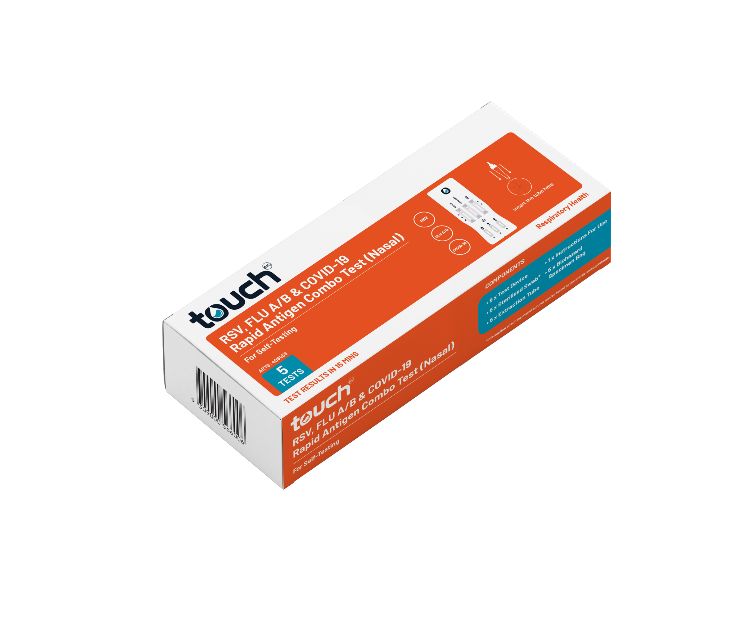TouchBio RSV, Flu A/B & COVID-19 Rapid Antigen Self-Testing Kit 5 pack - Image 2
