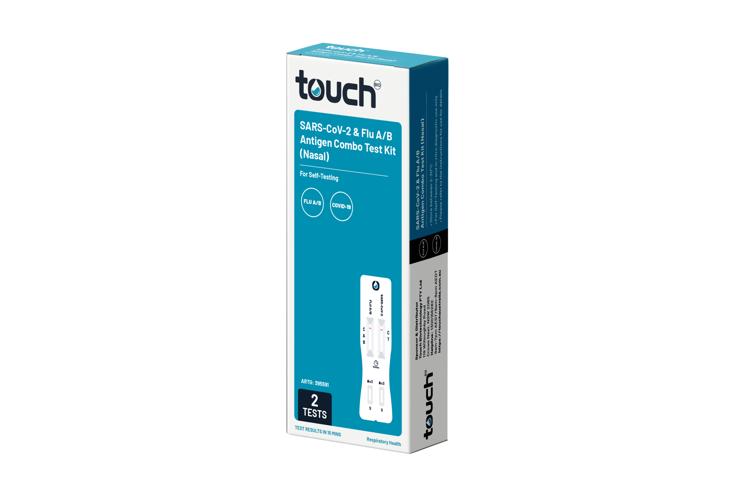 TouchBio 2in1 Flu A/B and COVID-19 Rapid Antigen Self-Testing Kit 2 pack - Image 3