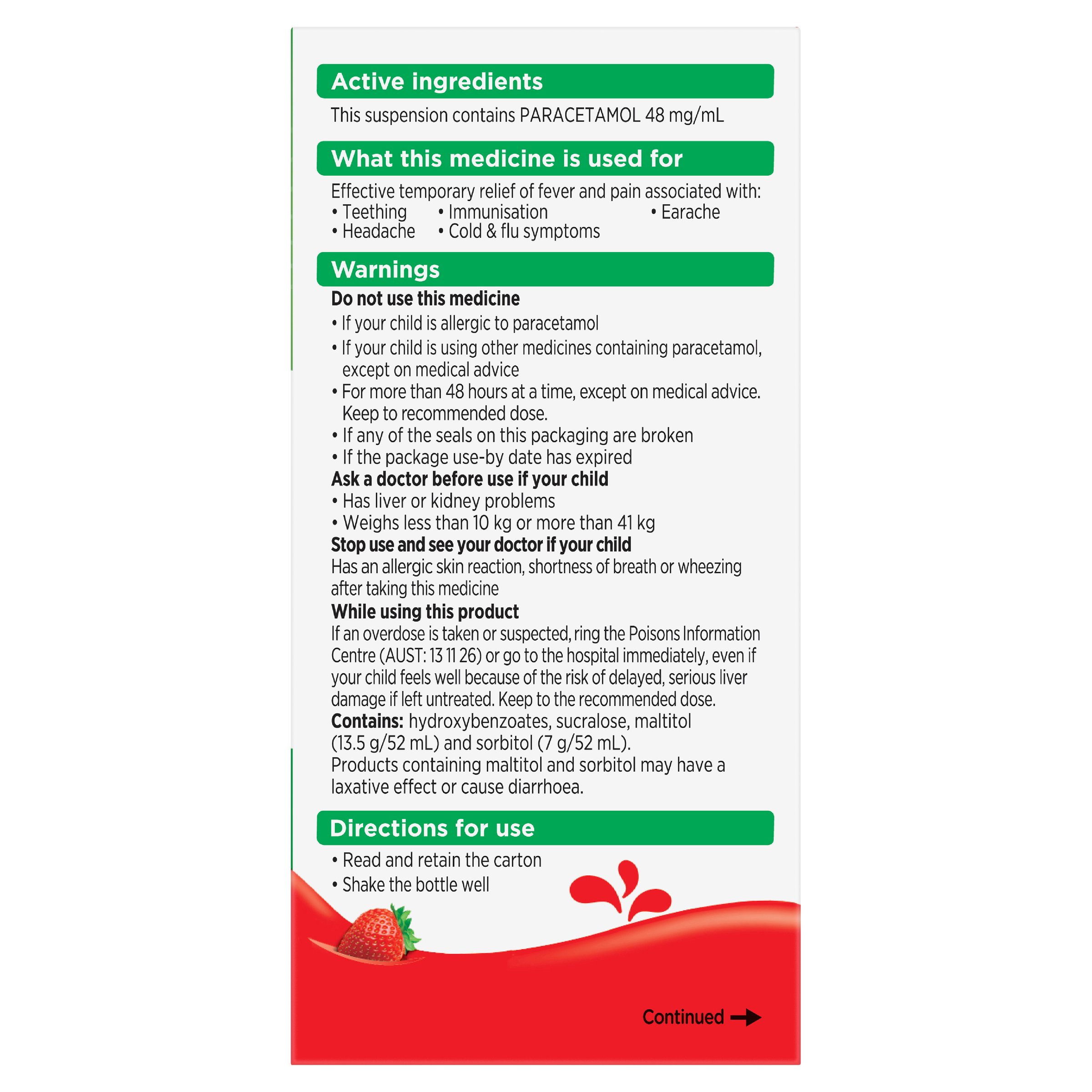 Panadol Children 5-12 Years Colourfree Suspension Strawberry Flavour 100ml - Image 4