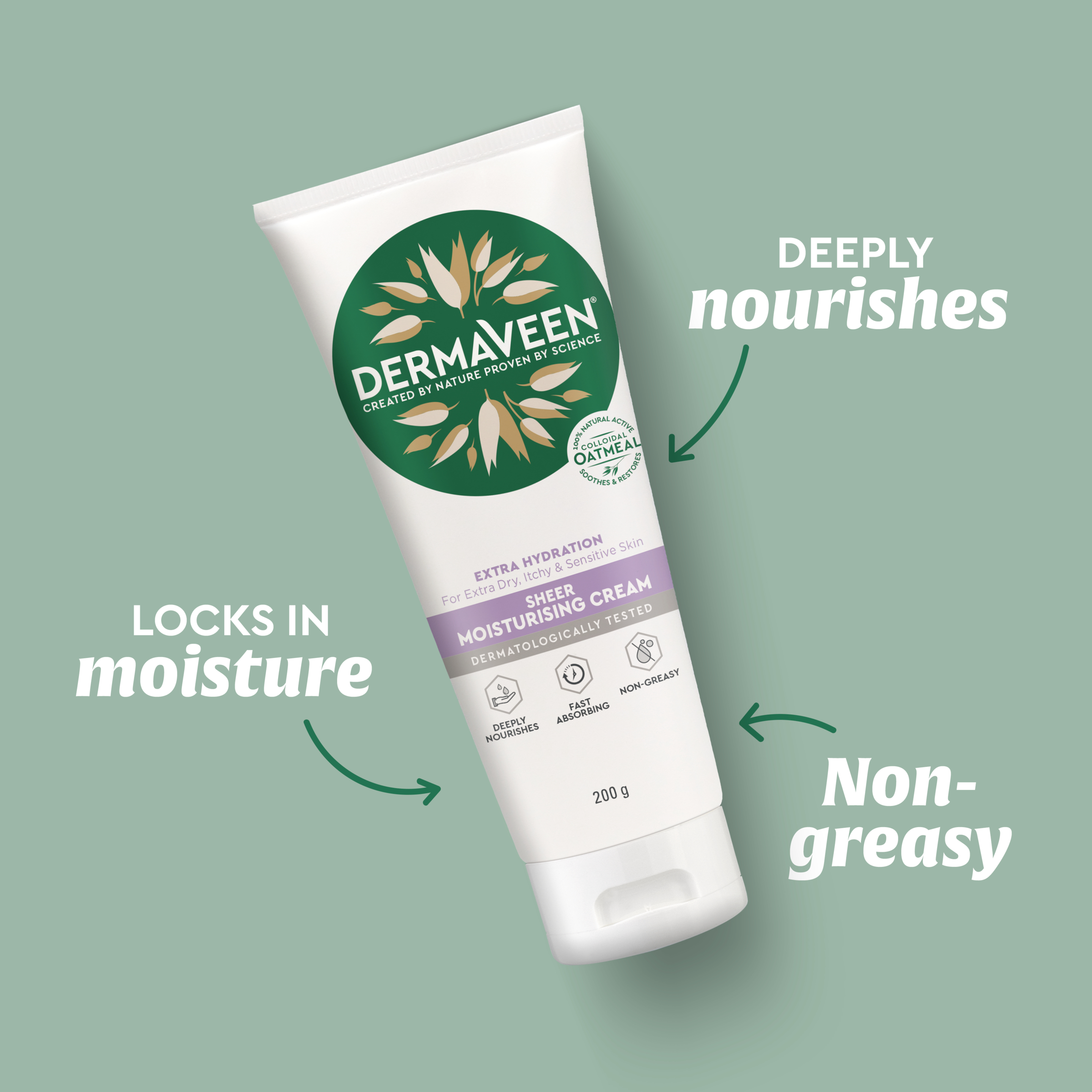 DermaVeen Extra Hydration Sheer Moisturising Cream 200g - Image 4
