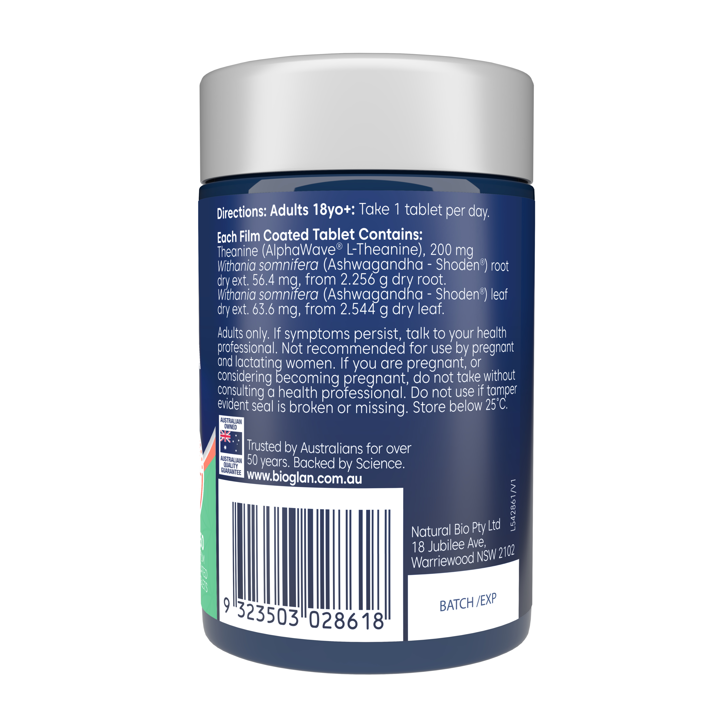 Bioglan L-Theanine + Ashwagandha 50 capsules - Image 2