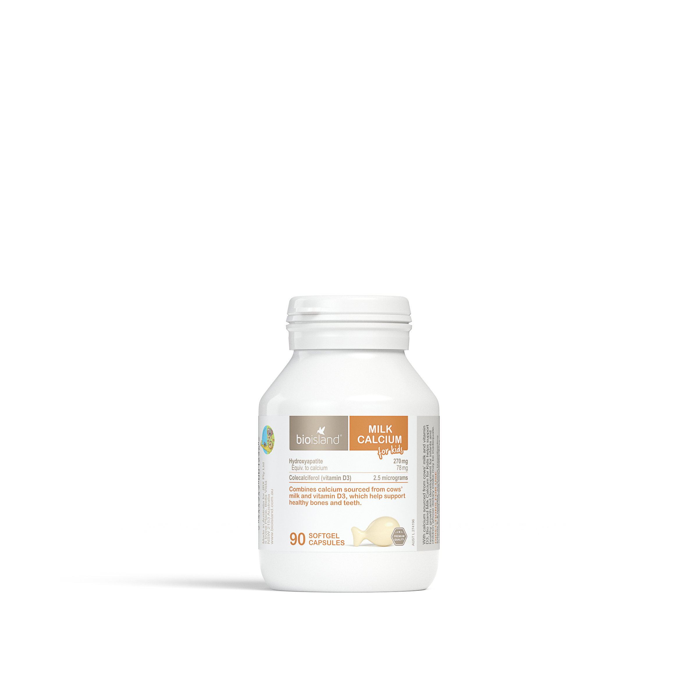 Bio Island Milk Calcium For Kids 90 soft gel capsules - Image 1