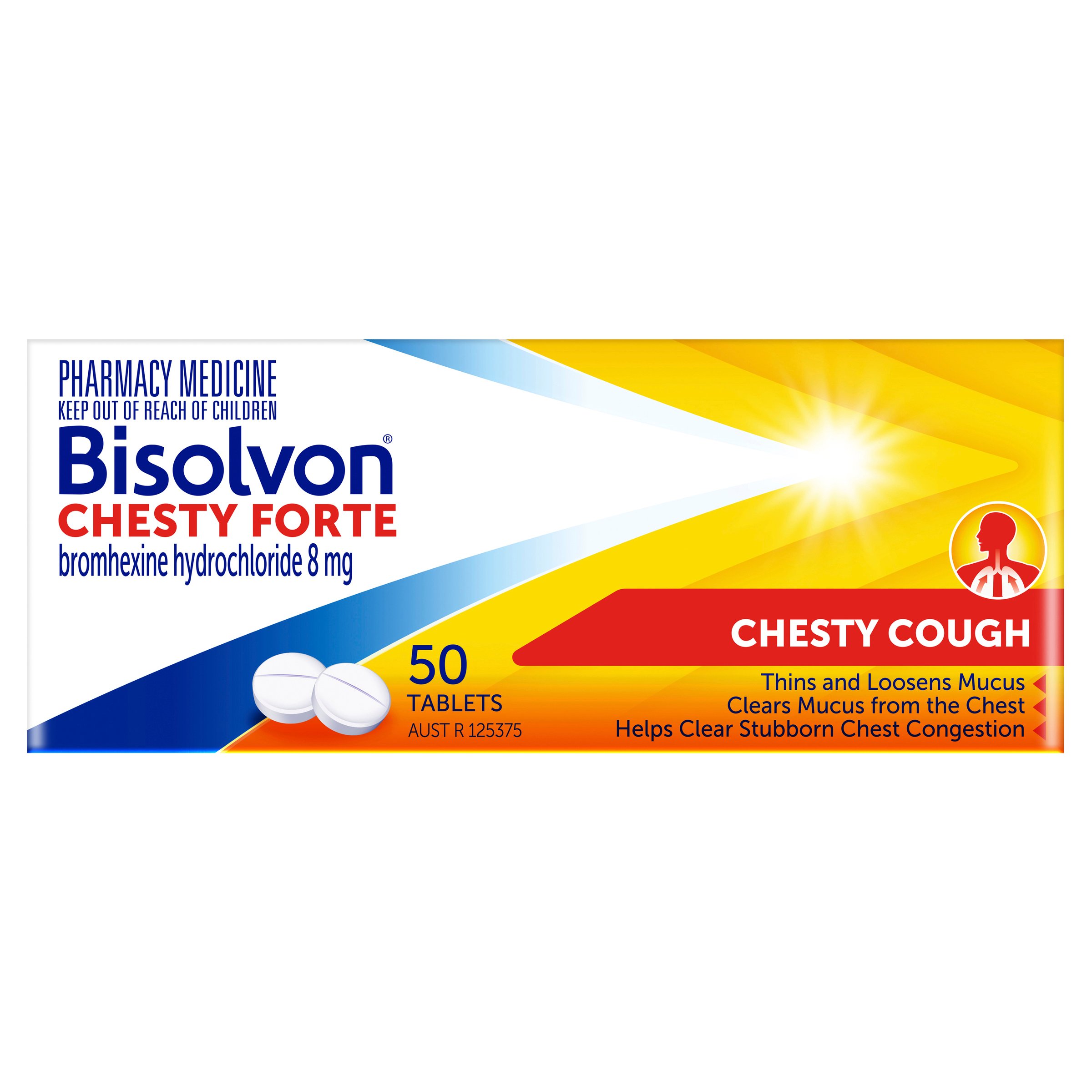 Bisolvon Chesty Forte 8mg - 50 tablets - Image 1