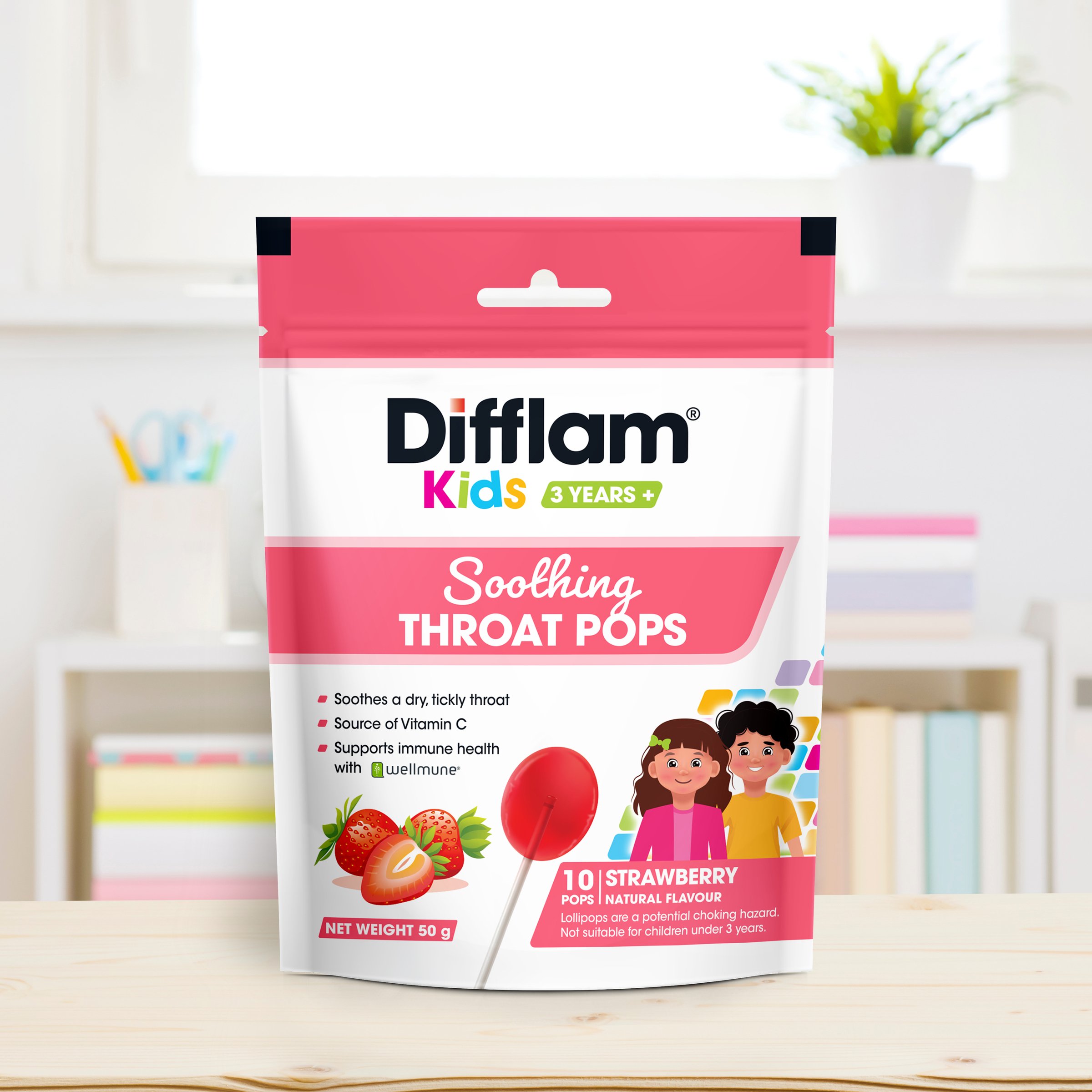Difflam Kids Pops Strawberry 10 lozenges - Image 8