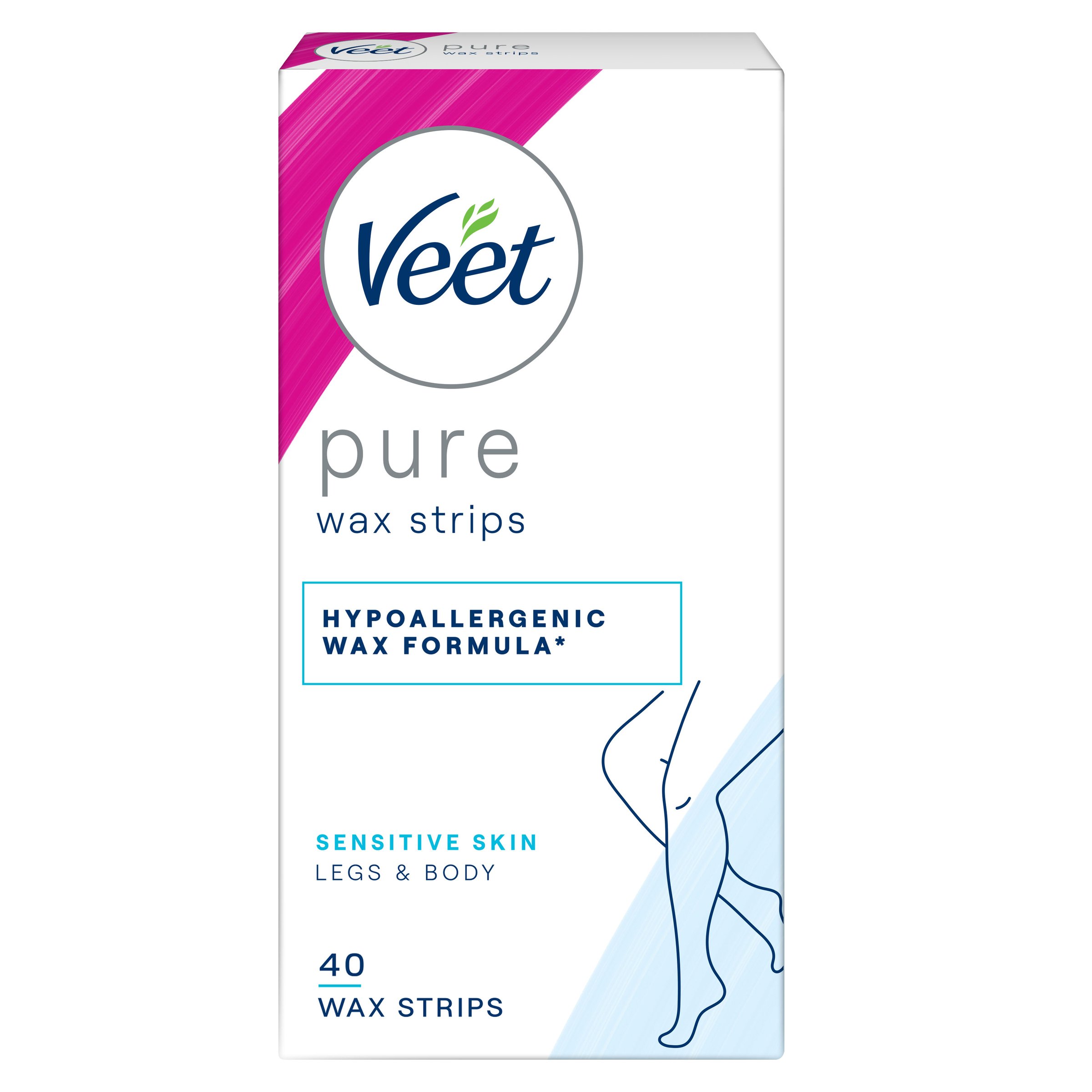 Veet Pure Leg Wax Strips 40 pack - Image 1