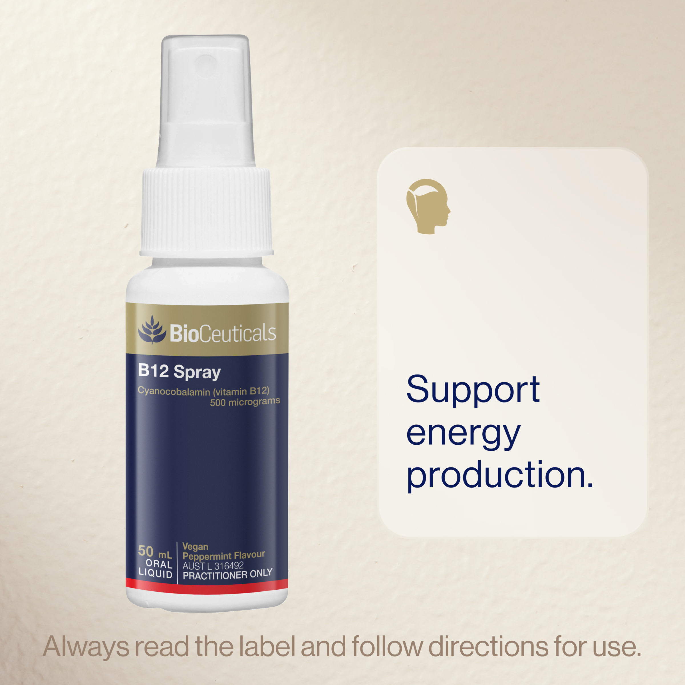 BioCeuticals B12 Liquid Peppermint Flavour Oral Spray 50ml - Image 6