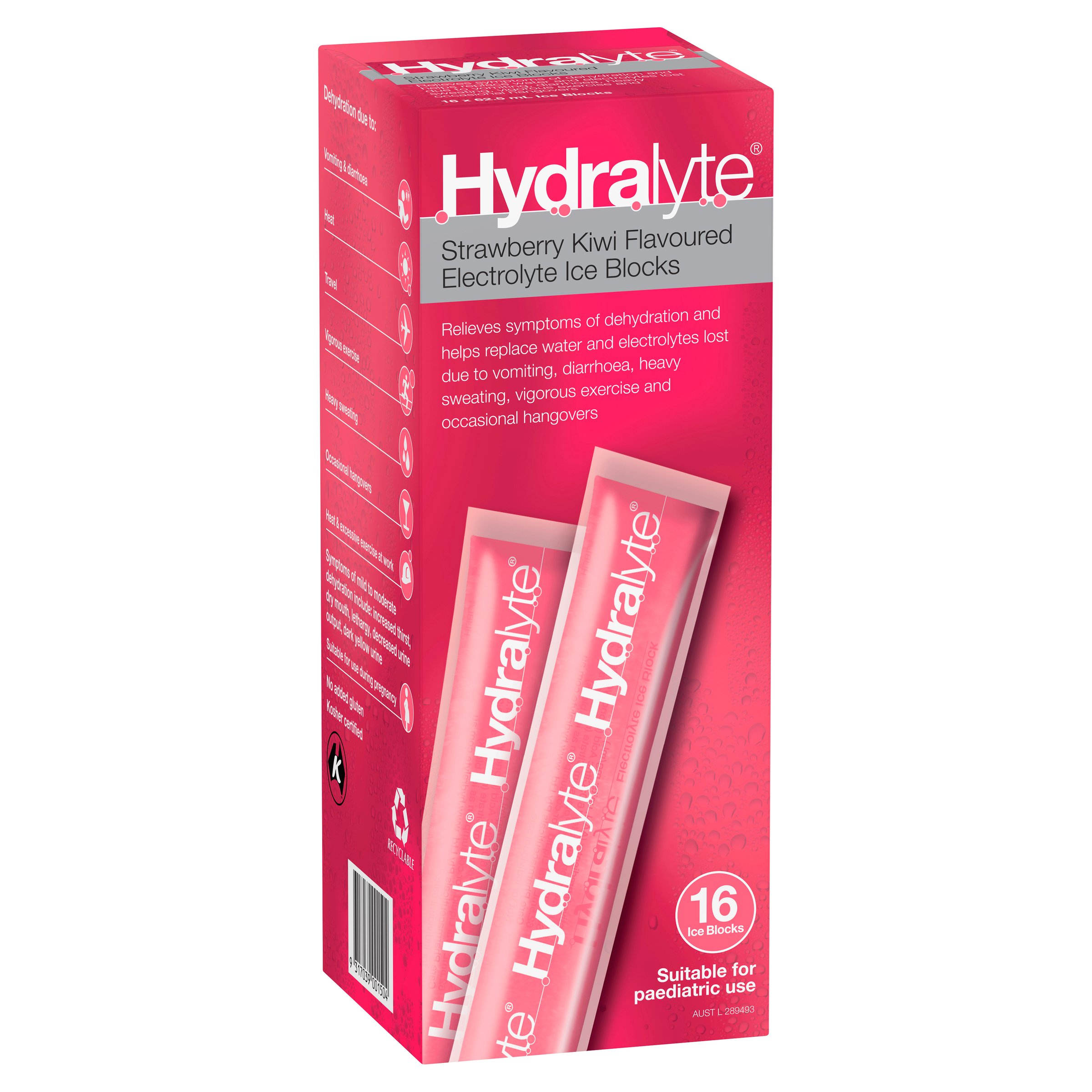 Hydralyte Electrolyte Ice Blocks Strawberry Kiwi Flavoured 62.5ml - 16 pack - Image 8