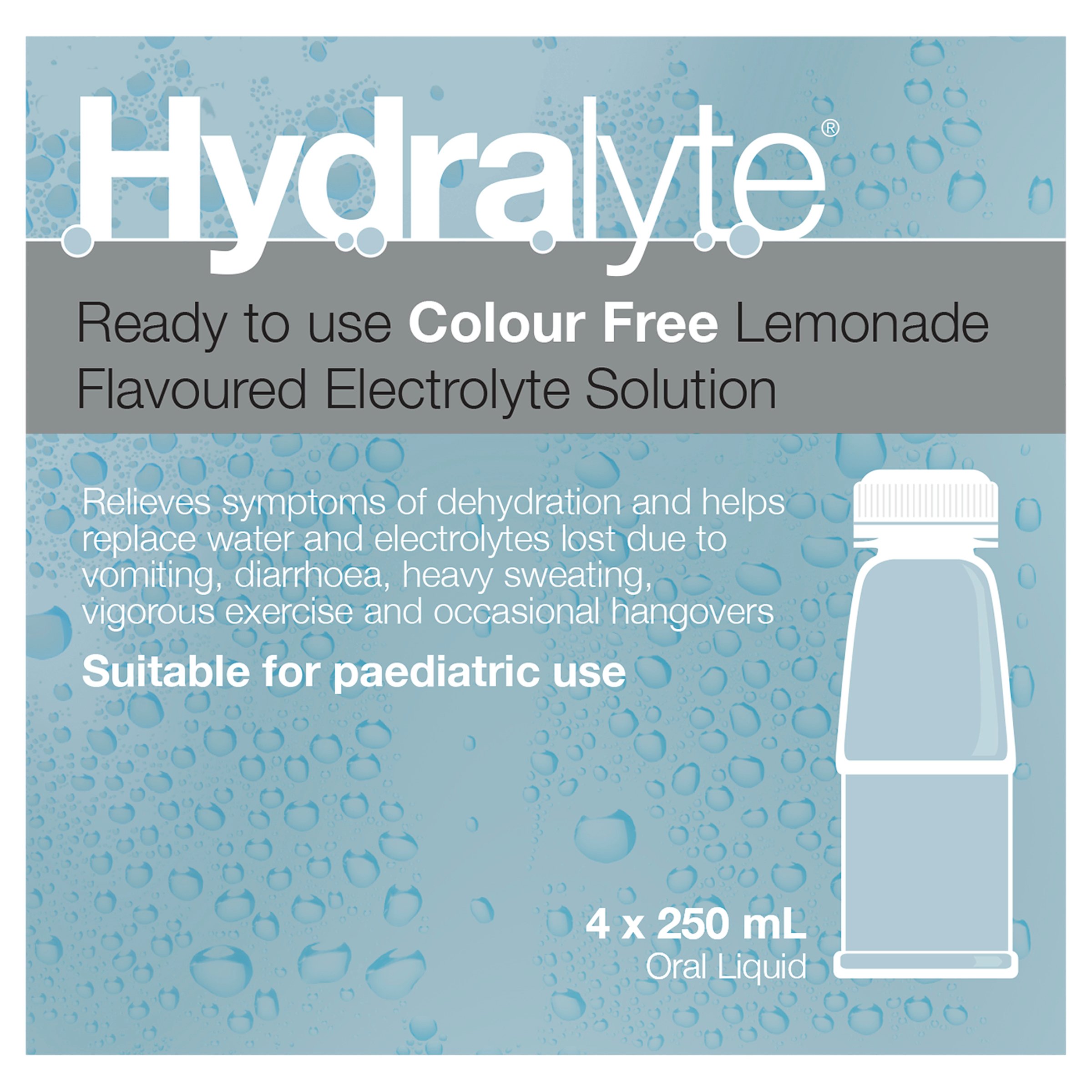 Hydralyte Colour Free Lemonade Flavoured Solution 250ml - 4 pack - Image 4