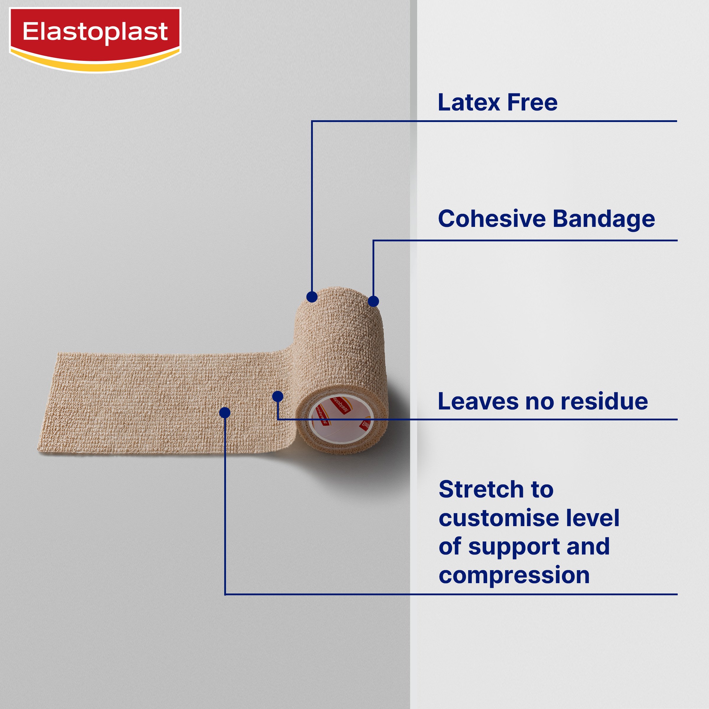 Elastoplast Sport Cohesive Bandage Flesh Tan 7.5cm X 4.5m 1 roll - Image 9