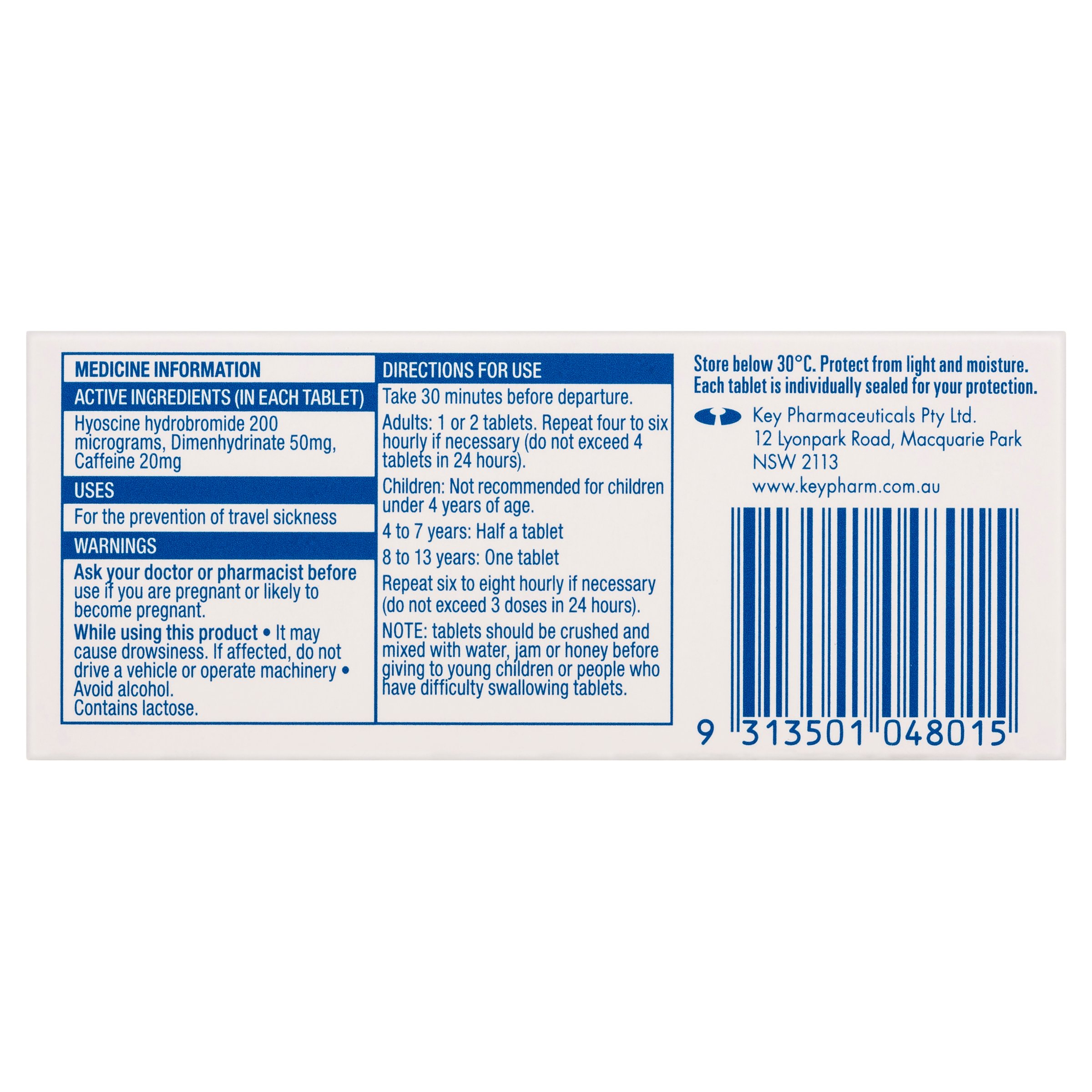 TravaCalm Original Travel Sickness Prevention 10 tablets - Image 2