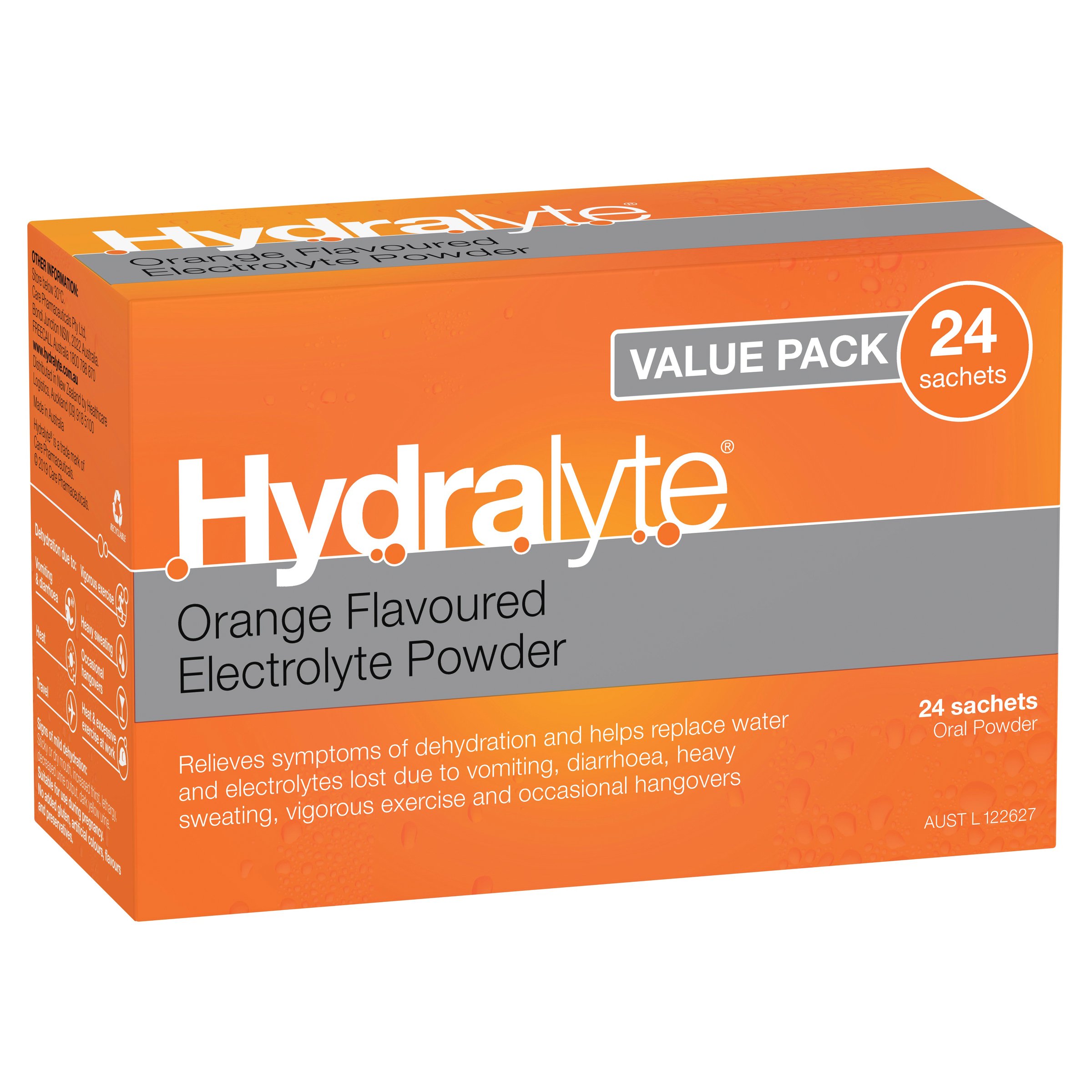 Hydralyte Electrolyte Powder Orange Flavoured Value pack 24 Sachets - Image 12