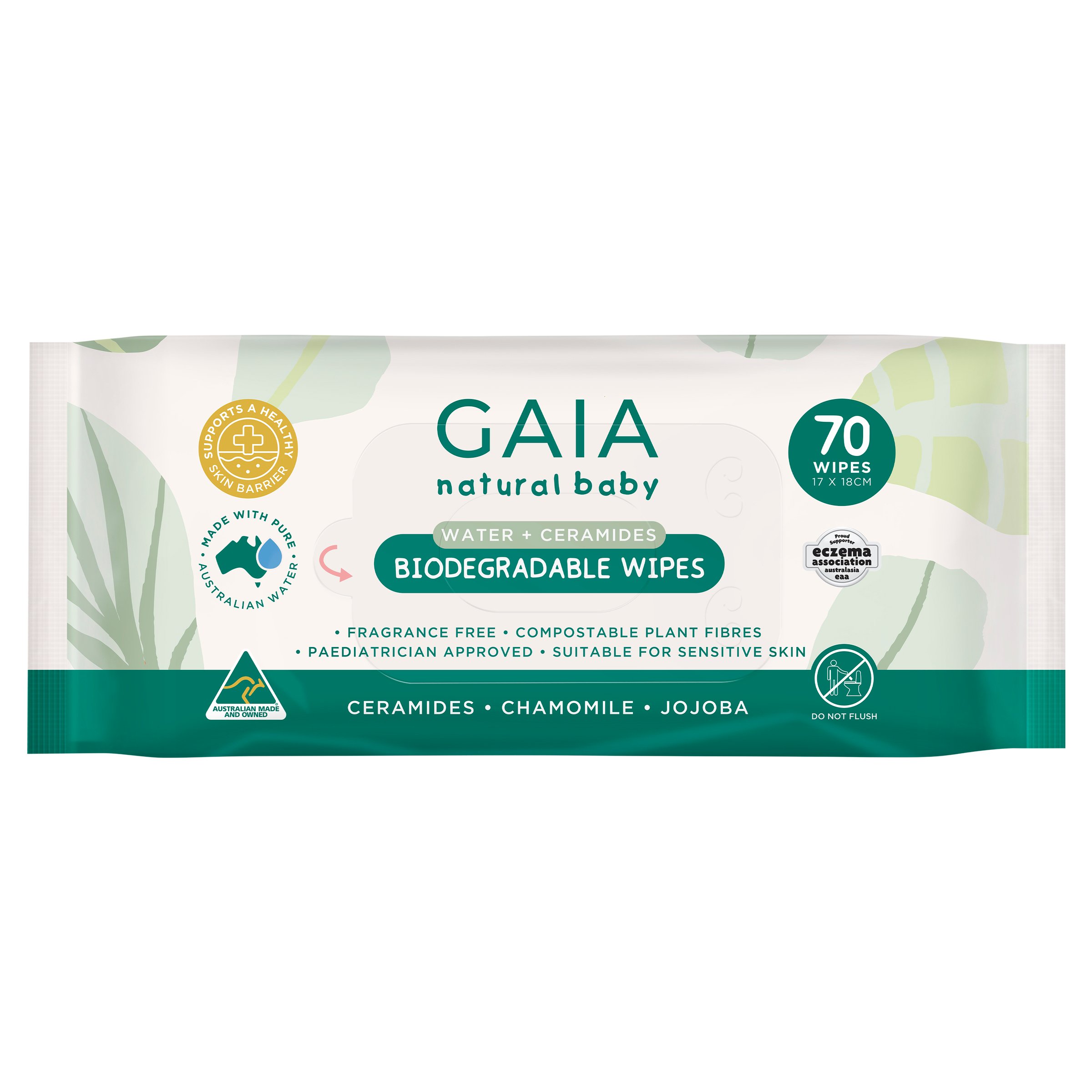Gaia Biodegradable Water Wipes 70 wipes - Image 1