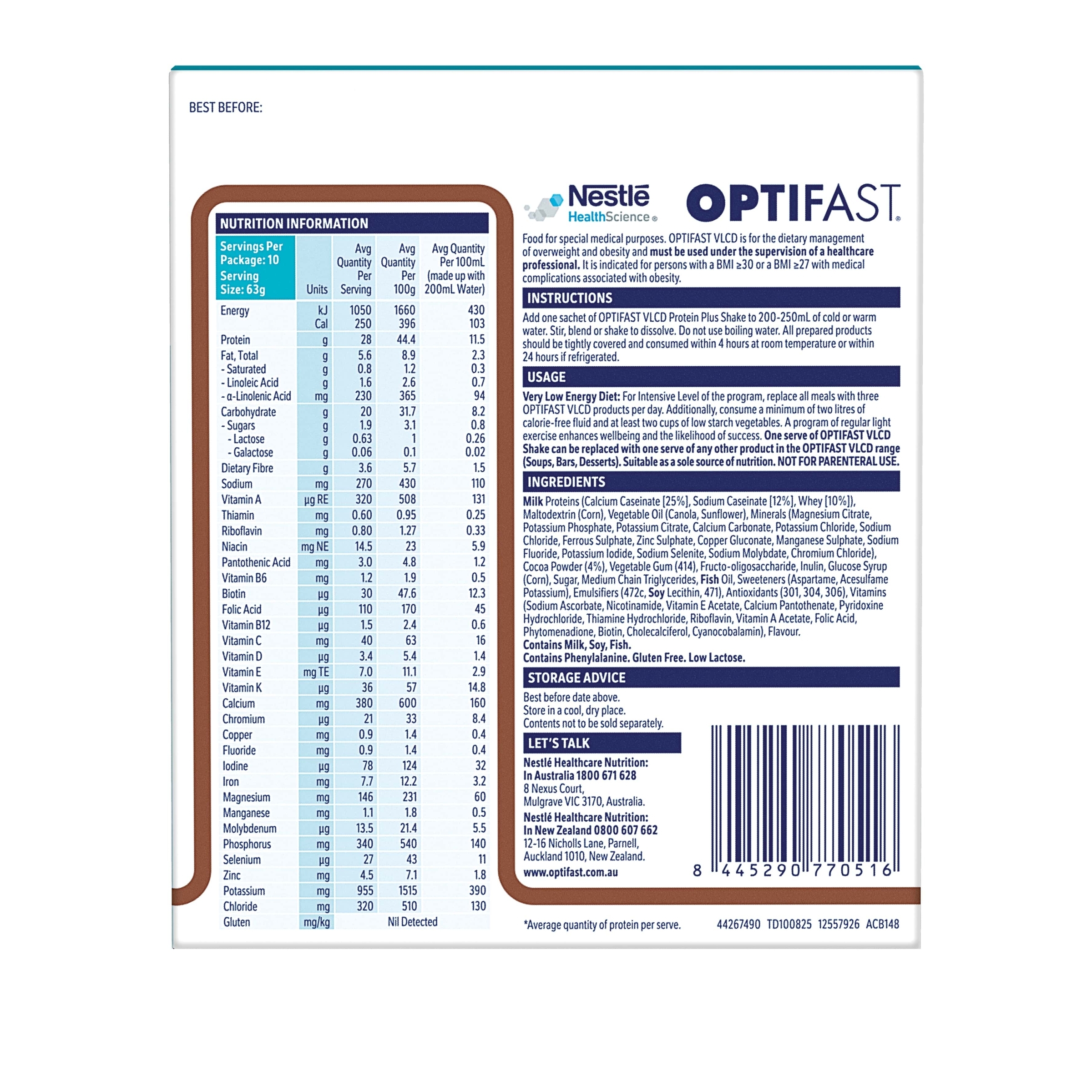 Optifast Protein Plus Shake Chocolate 10 pack - Image 2