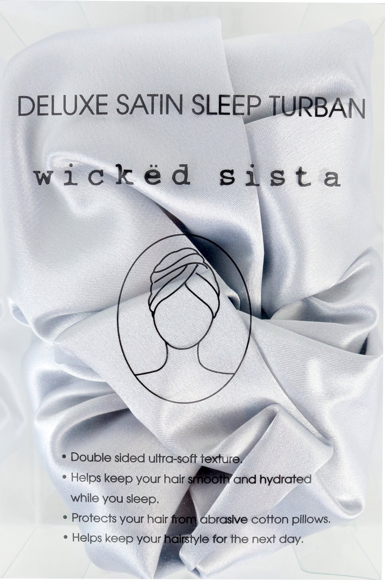 Wicked Sista Deluxe Satin Sleep Turban Light Grey 1 each - Image 2