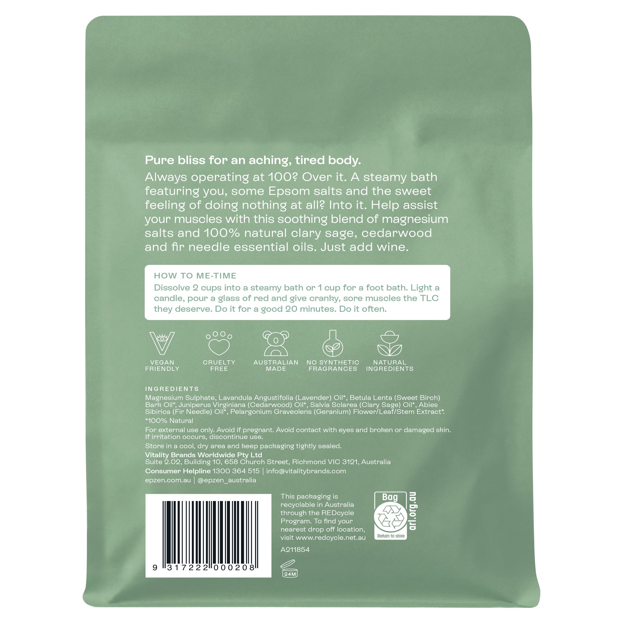 EpZen Magnesium Bath Crystals Soothe 900g - Image 2