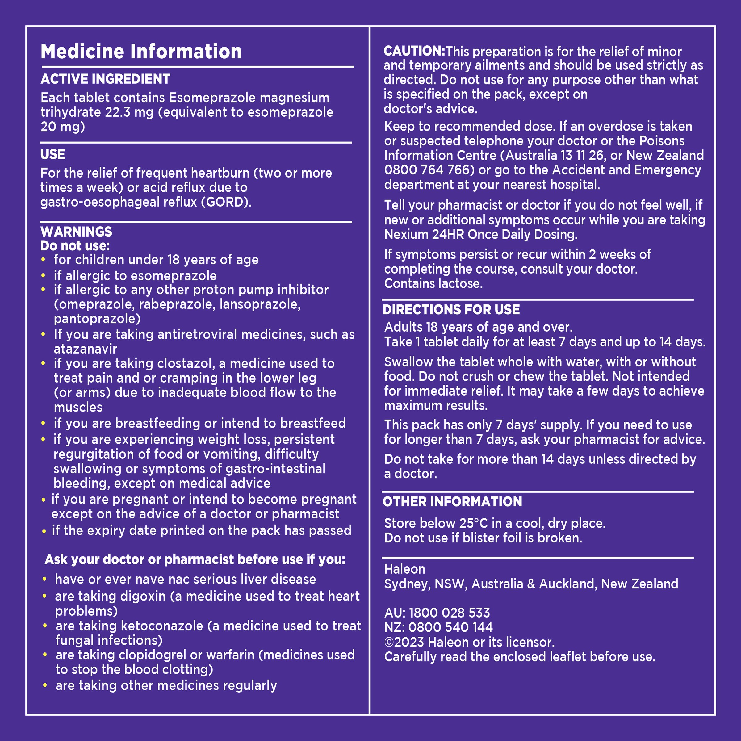 Nexium 24HR 20mg - 7 tablets - Image 3