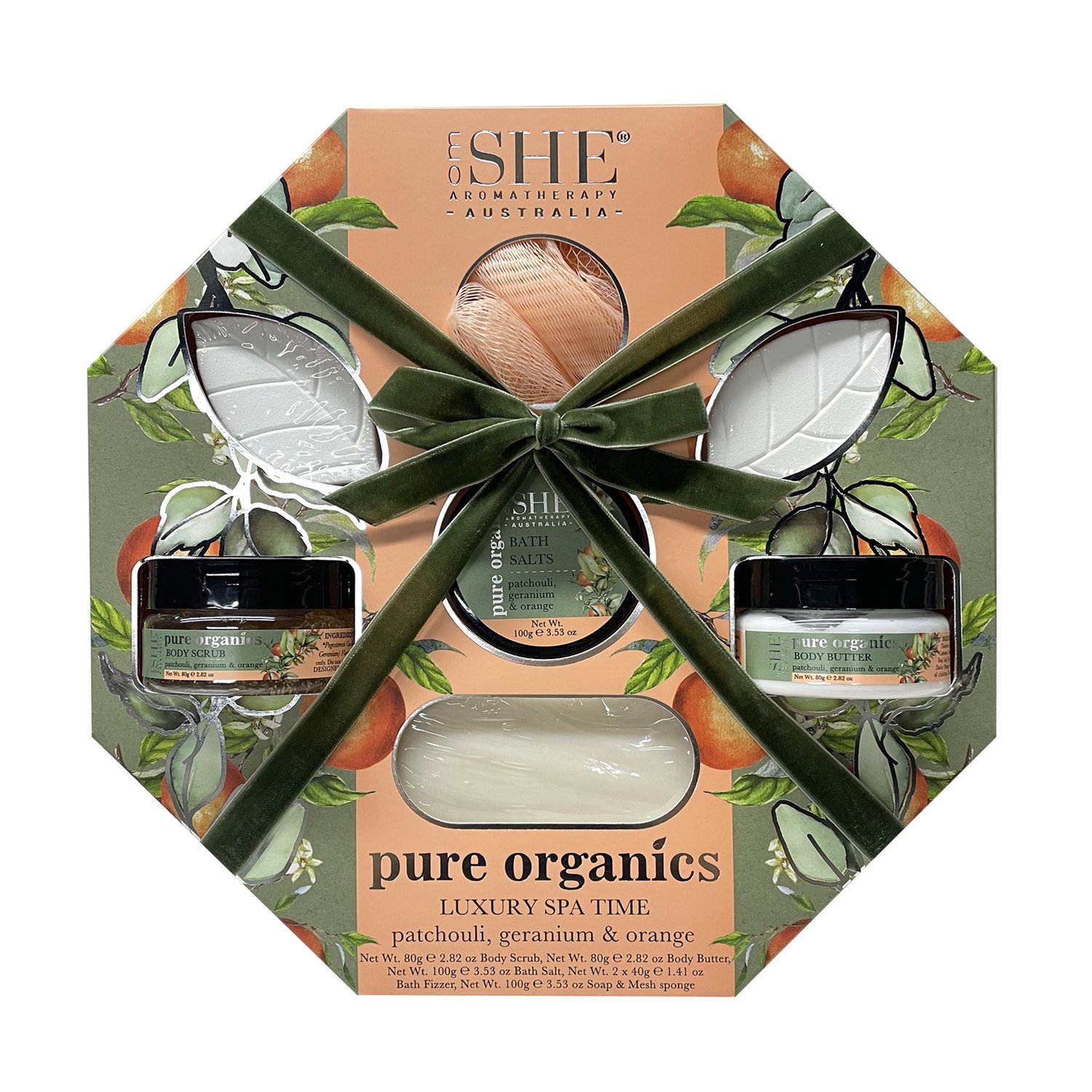 She Aromatherapy Pure Organics Luxury Spa Time Set Patchouli, Geranium & Orange 1 each