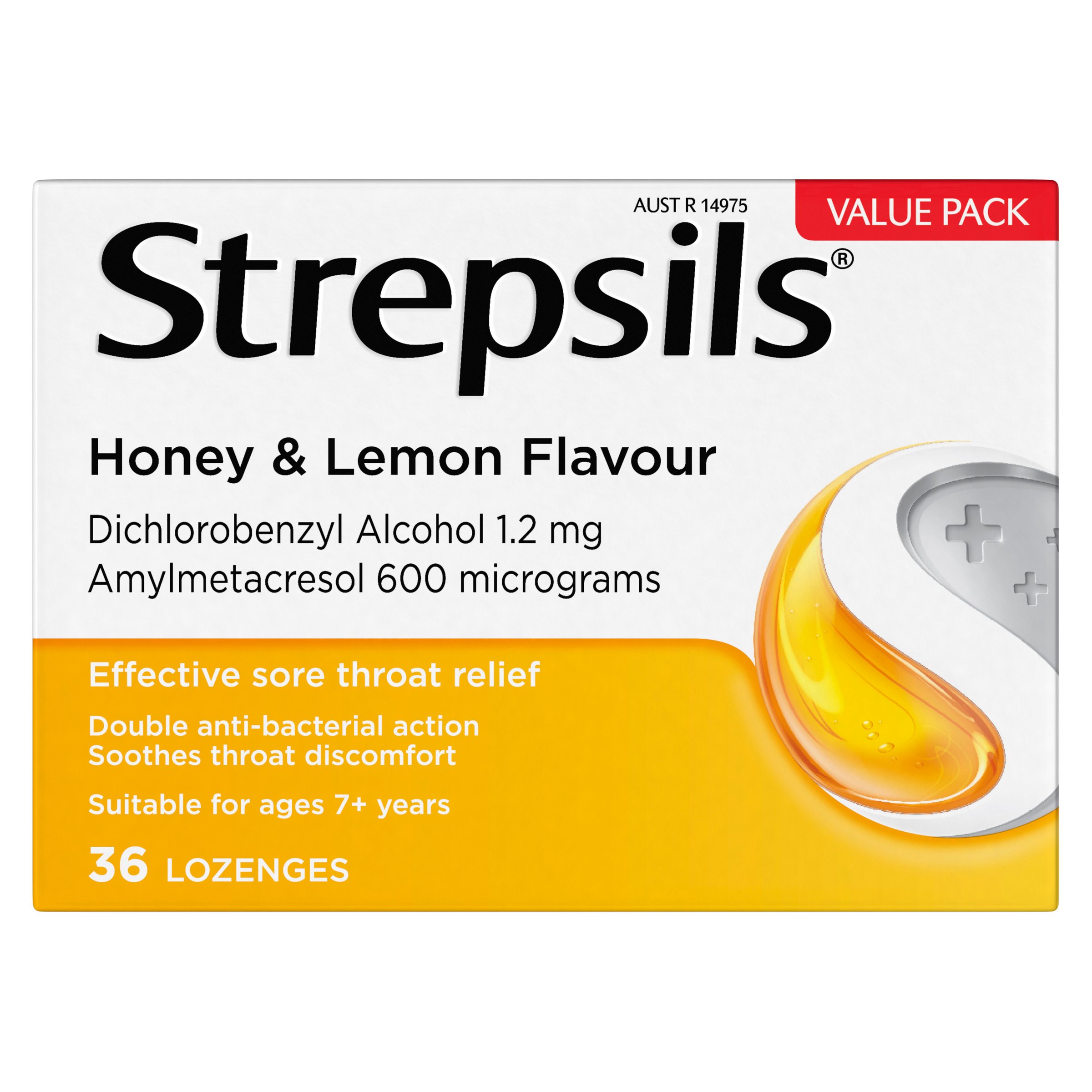 Strepsils Honey & Lemon Double Antibacterial Action 36 lozenges - Image 1