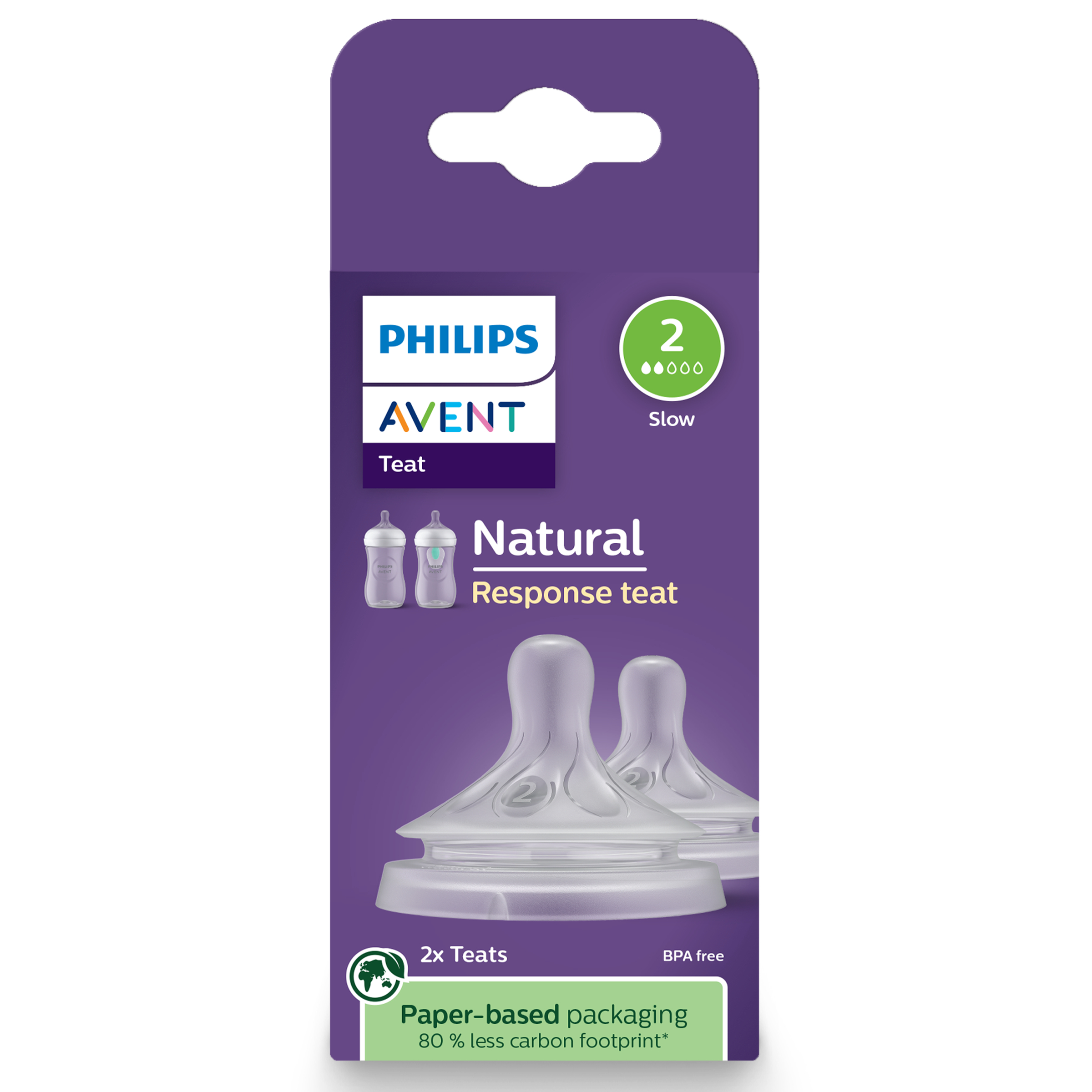 Avent Natural Response Teats 0 Month+ Flow 2 - 2 packs - Image 1
