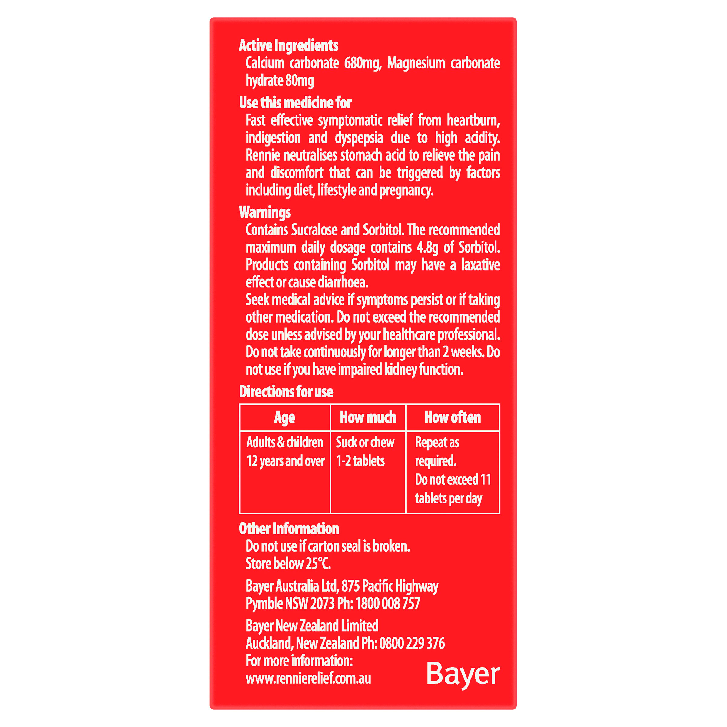 Rennie No Added Sugar Spearmint 96 chewable tablets - Image 4
