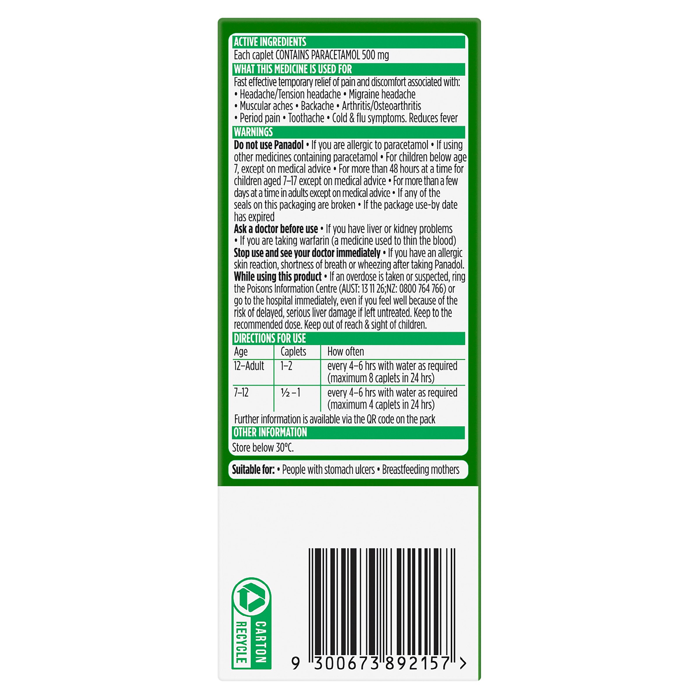 Panadol Optizorb 500mg - 48 caplets - Image 2