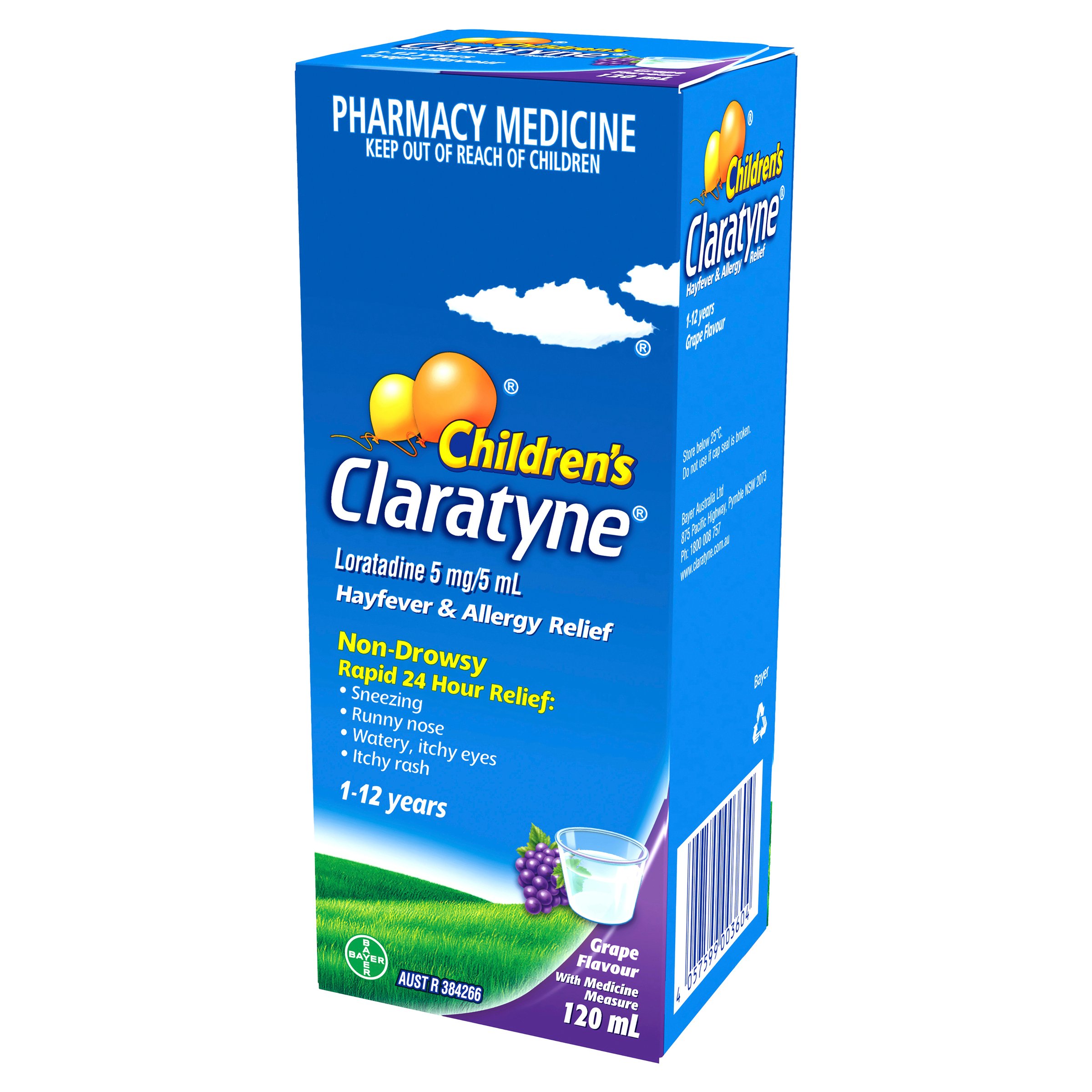 Claratyne Children's Hayfever & Allergy Relief Syrup 1-12 Years Grape Flavoured 120ml - Image 5