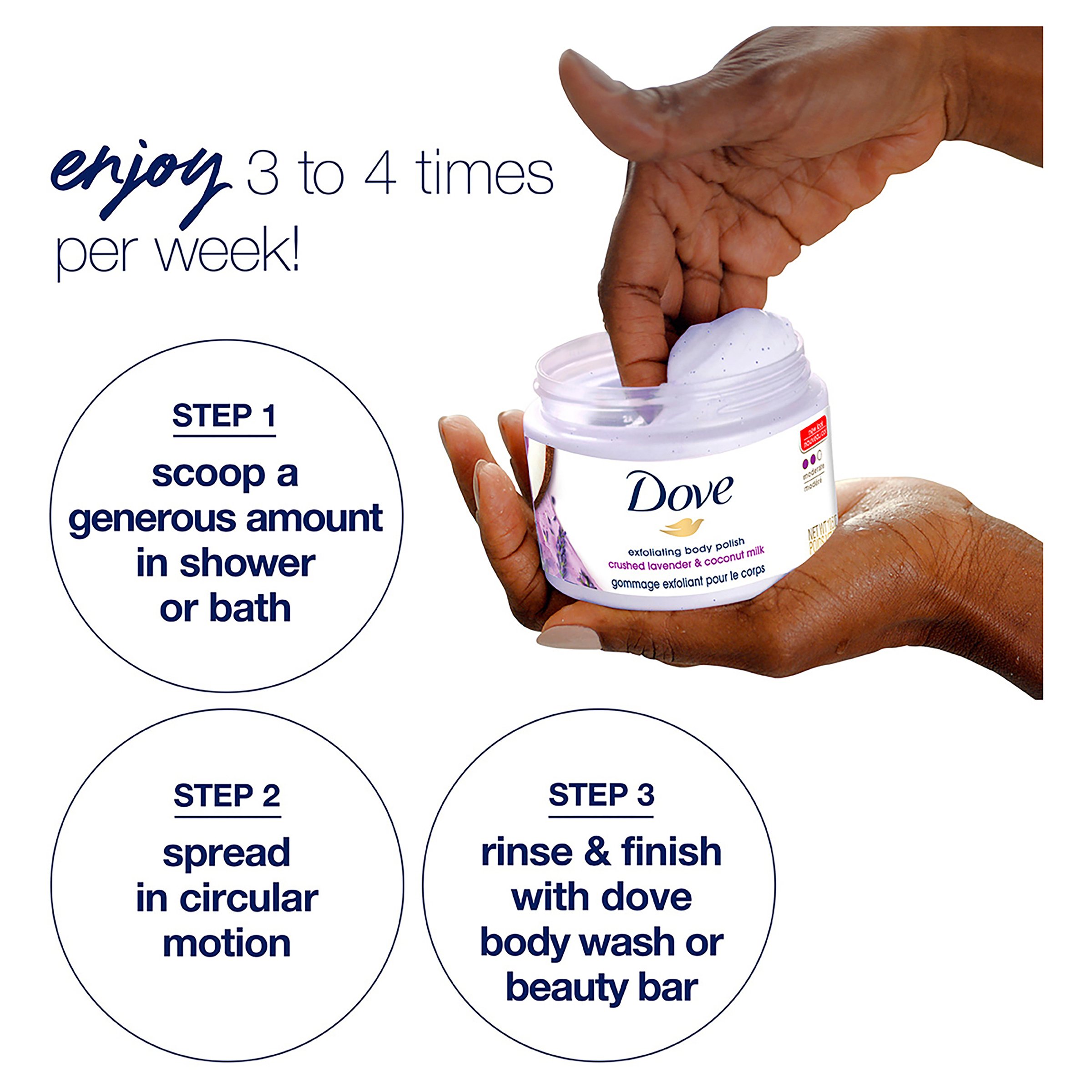 Dove Exfoliating Body Polish Crushed Lavender & Coconut Milk 298g - Image 5
