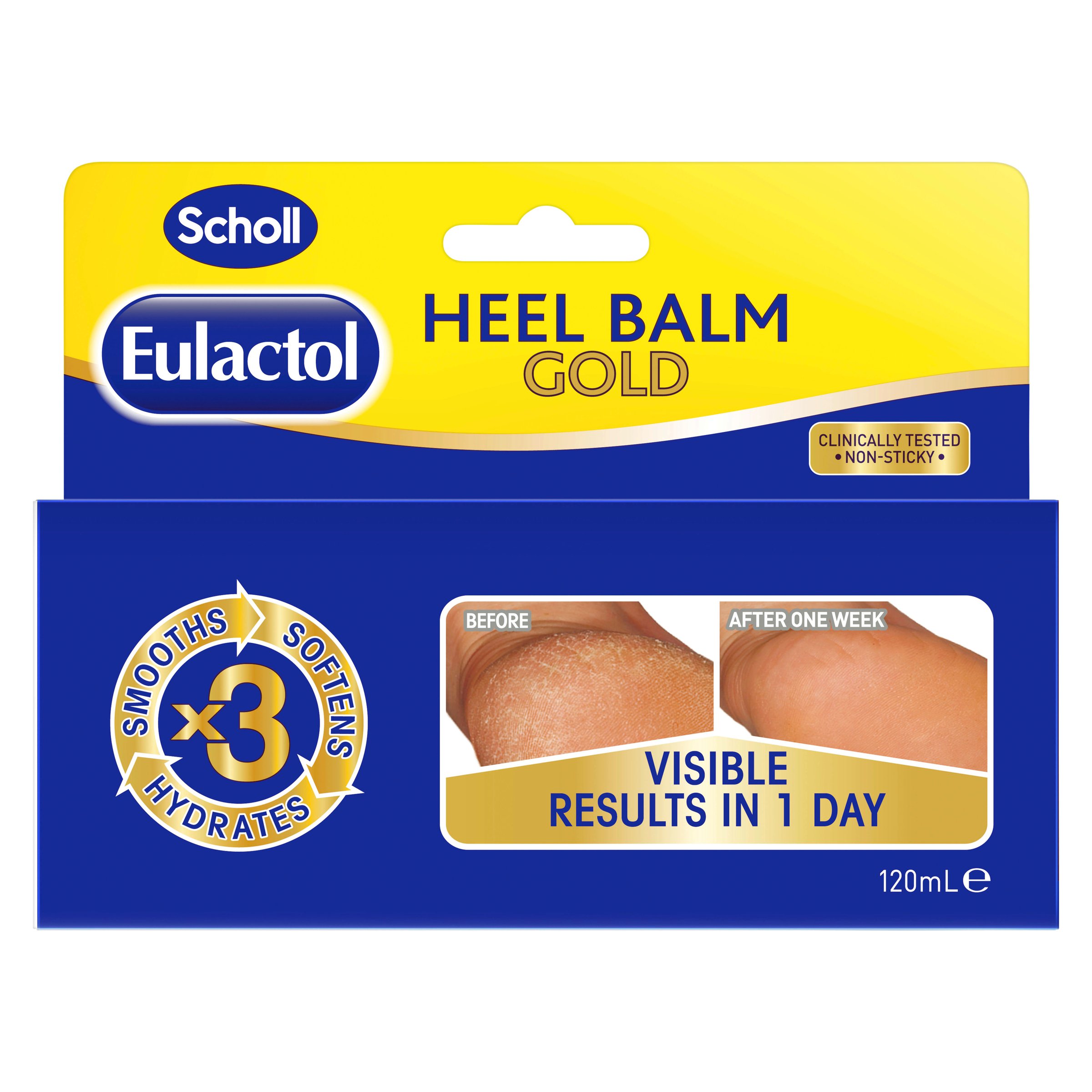 Scholl Eulactol Heel Balm Gold 120ml - Image 1