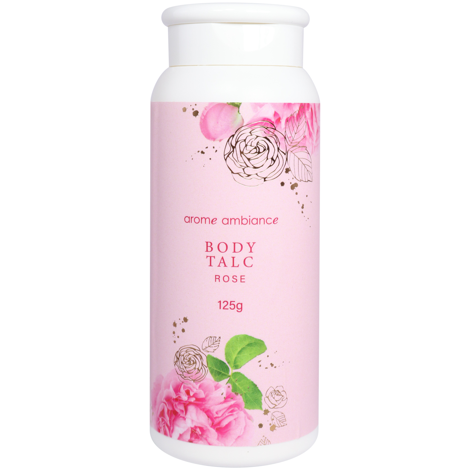 Arome Ambiance Floral Glimmer Boxed Body Talc Rose 125g - Image 2