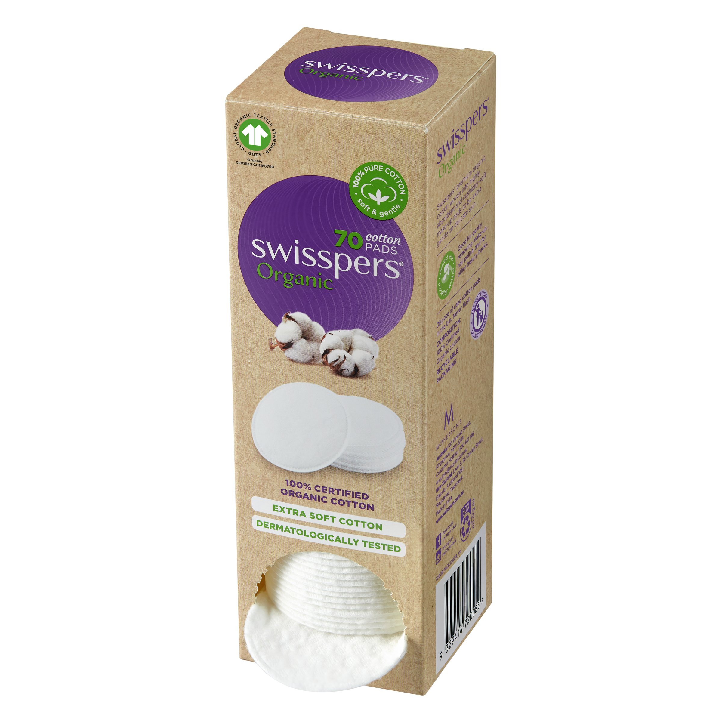 Swisspers Organic Round Pads - Eco Dispenser 70 pack - Image 5