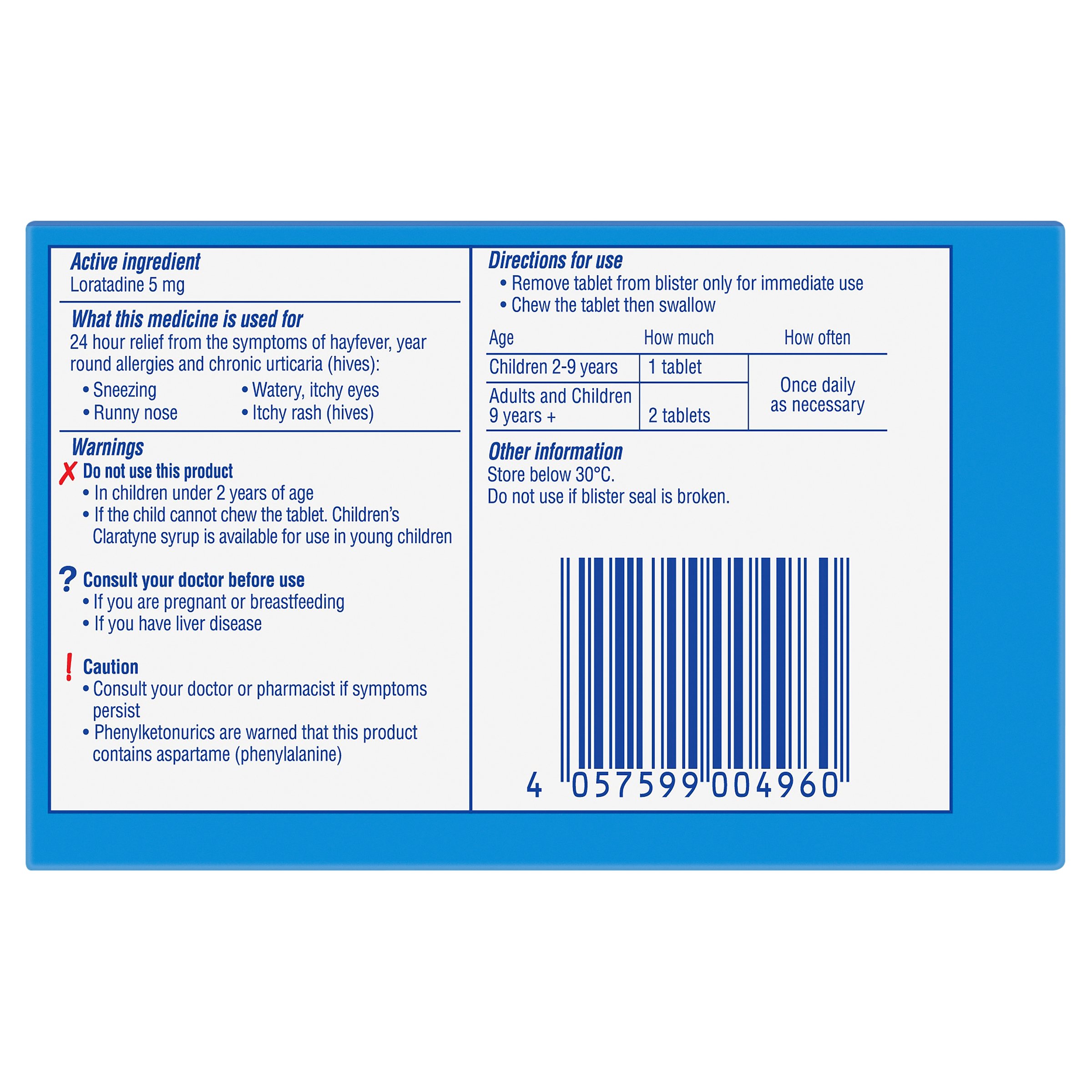 Claratyne Children's Hayfever & Allergy Relief Bubblegum 30 chewable tablets - Image 2