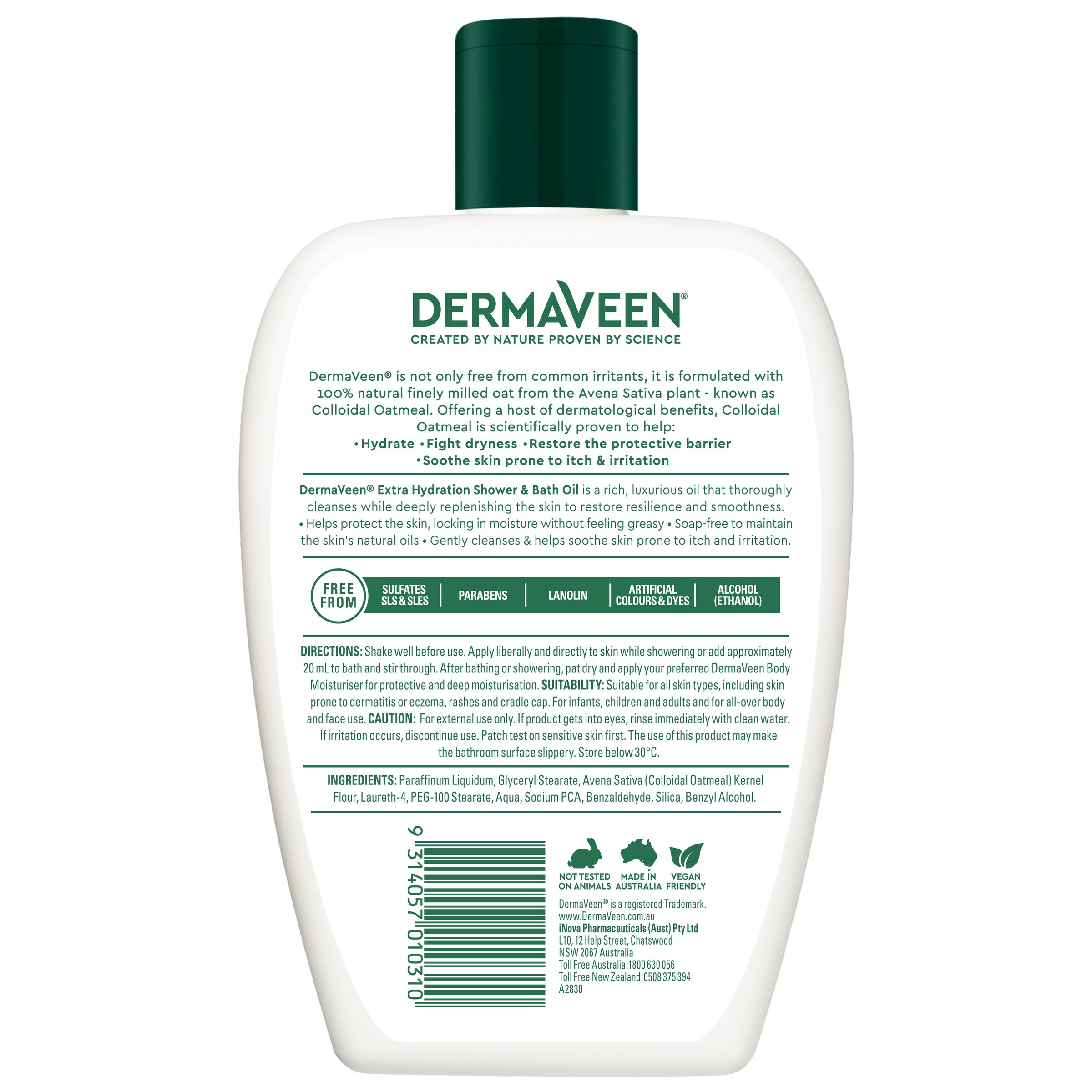 DermaVeen Extra Hydration Shower & Bath Oil 1 litre - Image 2