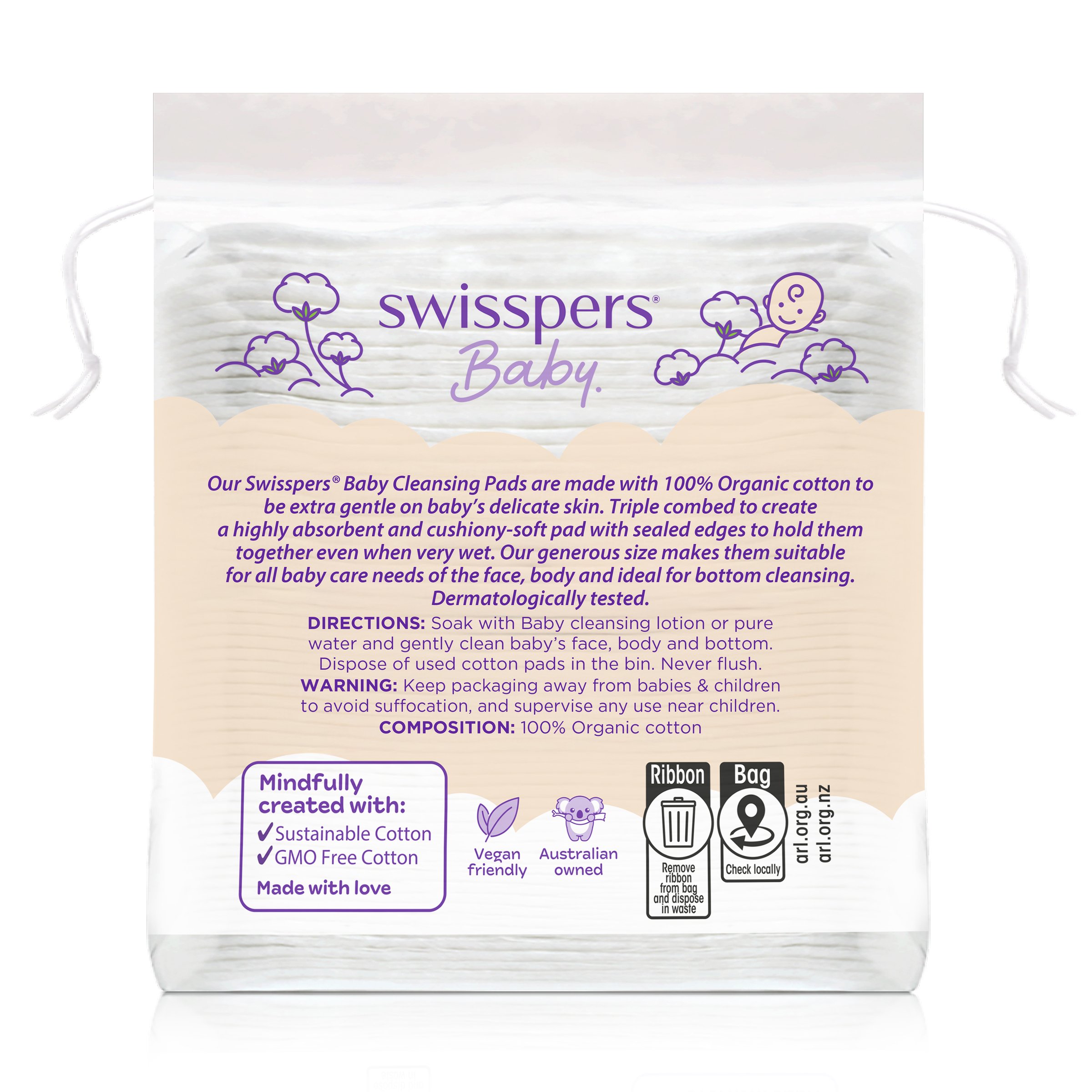 Swisspers Baby Organic Cotton Pads 40 pack - Image 2