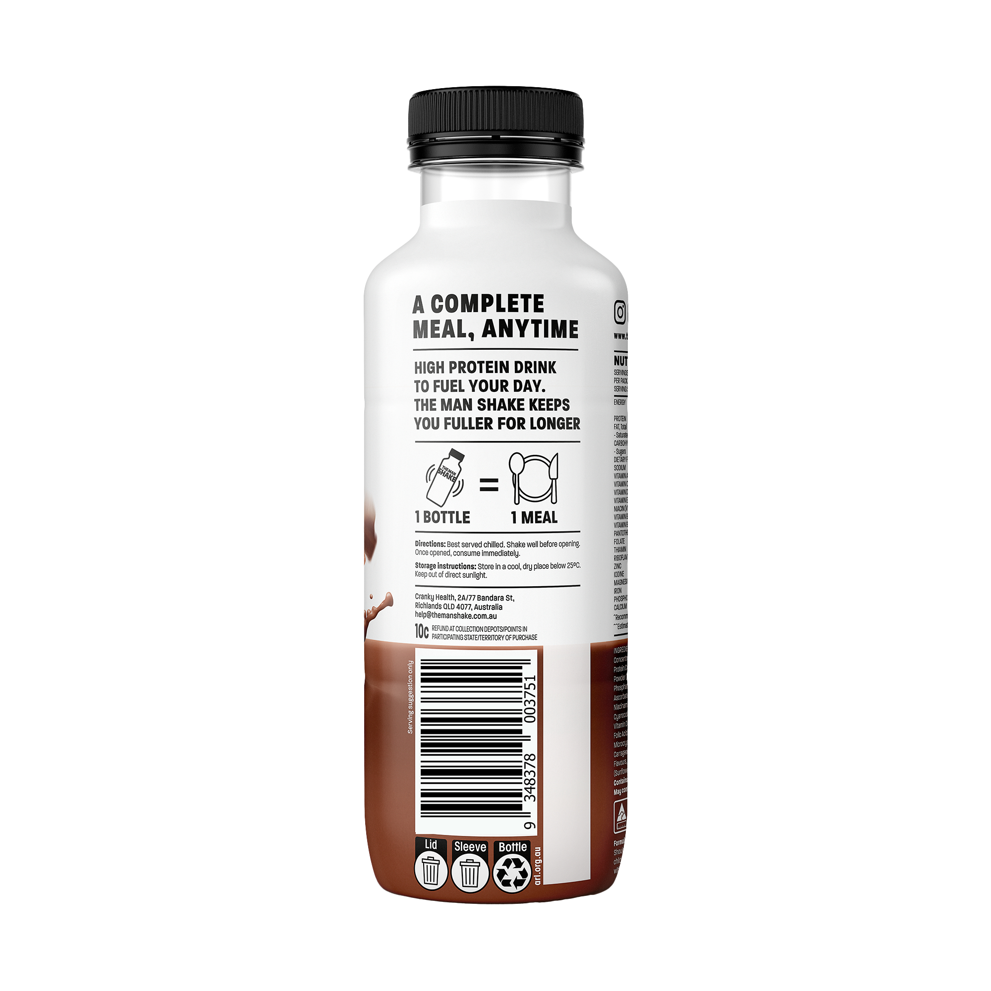 The Man Shake Meal Replacement Drink Chocolate 450ml - Image 3