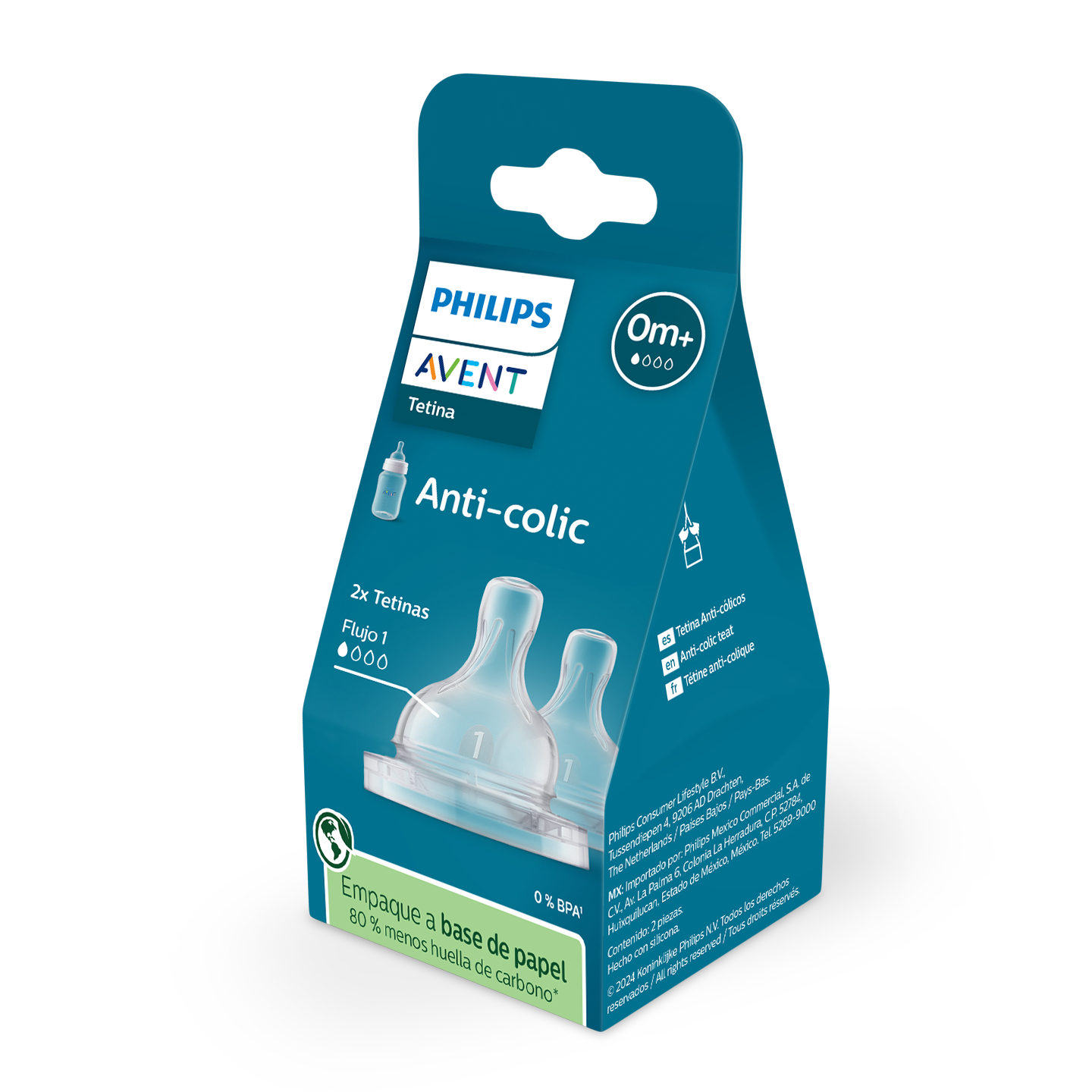 Avent Anti-Colic Silicone Teat Newborn 0M+ BPA Free 2 pack - Image 2
