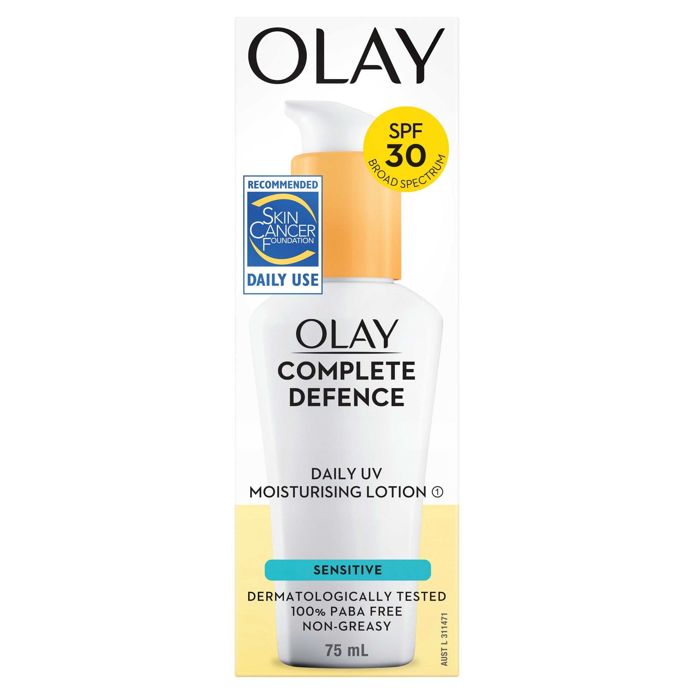 Olay Complete Defense Moisturising Lotion Sensitive SPF 30 - 75ml - Image 1