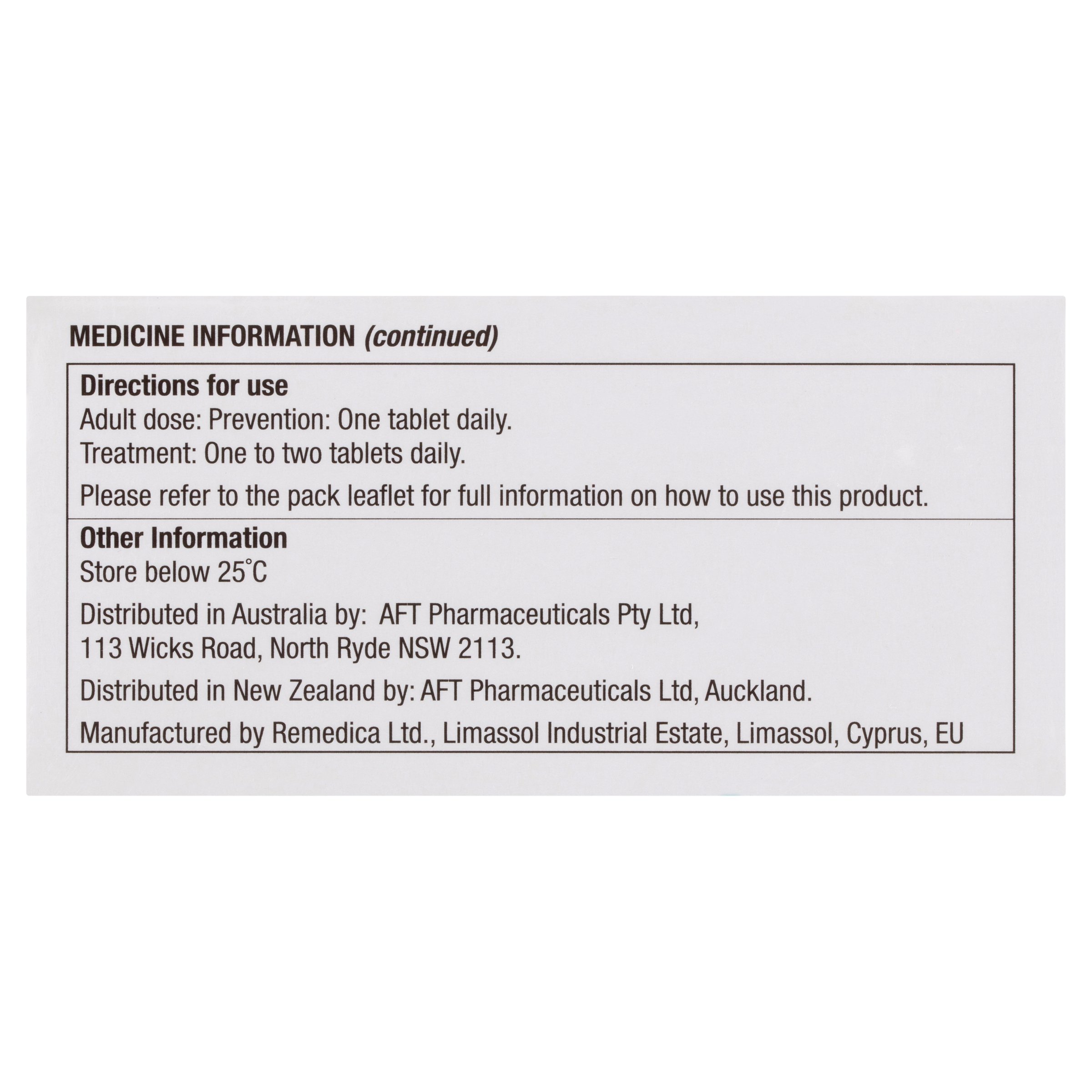 Ferro-F-Tab Iron & Folic Acid - 60 tablets - Image 3