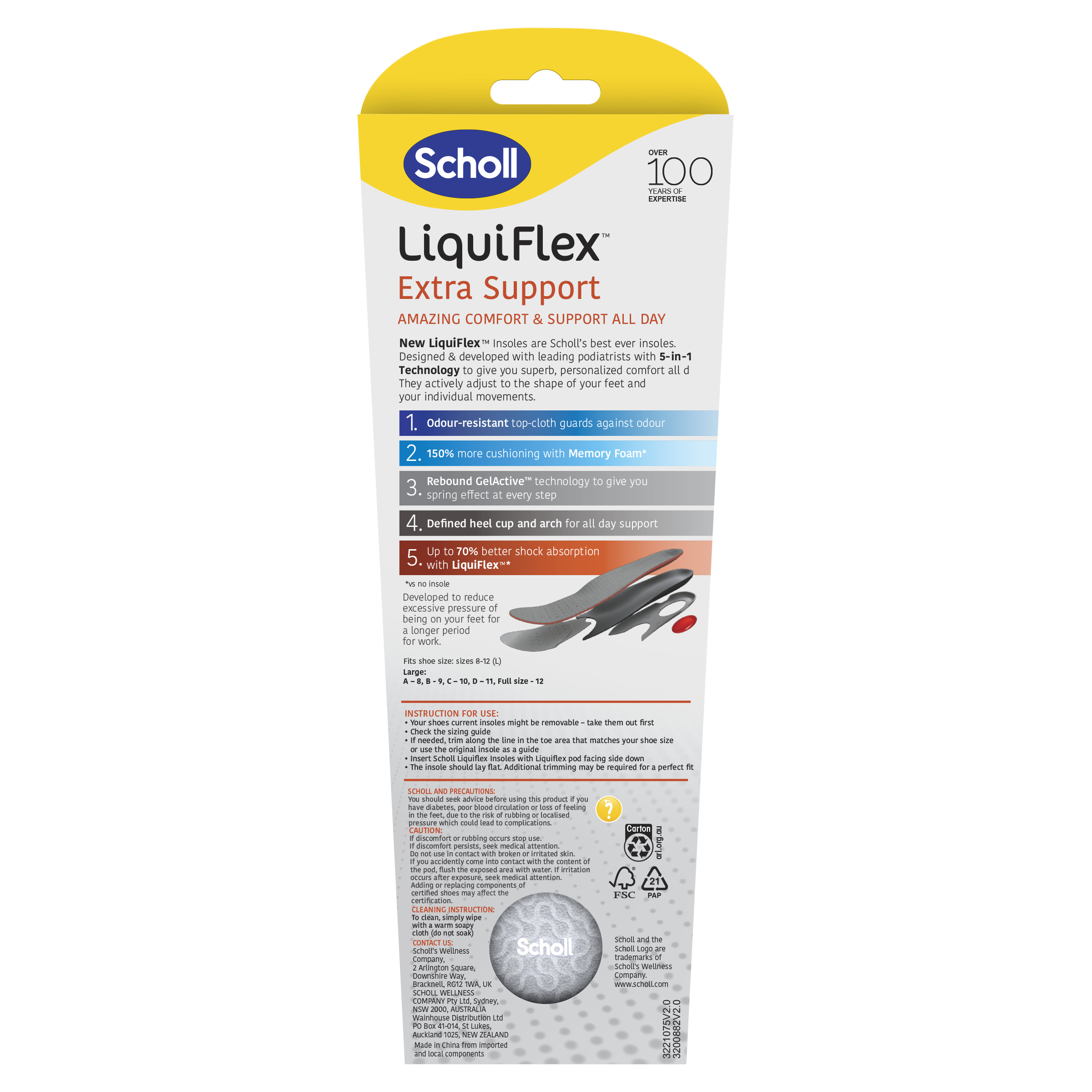Scholl Liquiflex Extra Support Insole Large 1 pair - Image 2