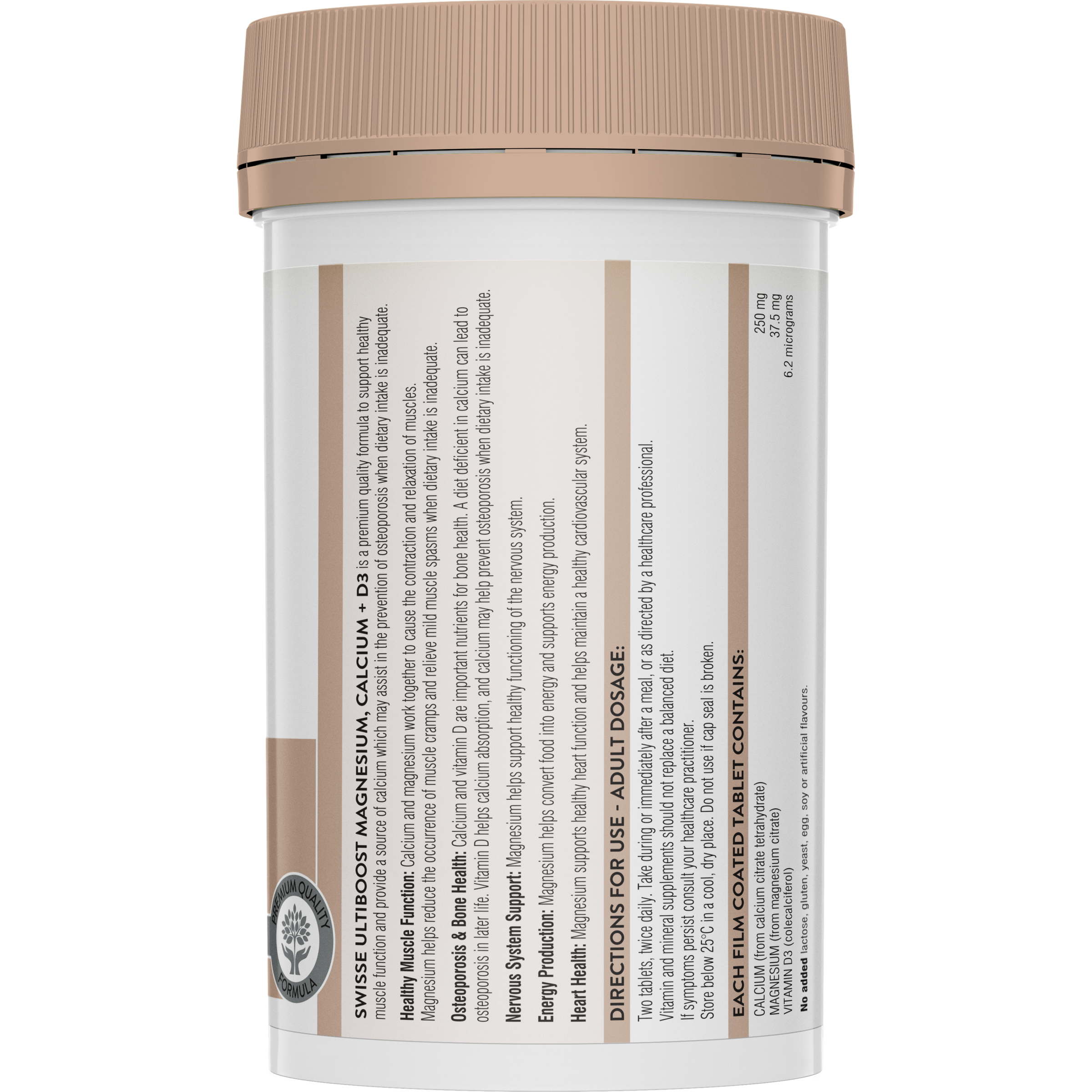 Swisse Ultiboost Magnesium, Calcium + Vitamin D3 - 120 tablets - Image 2