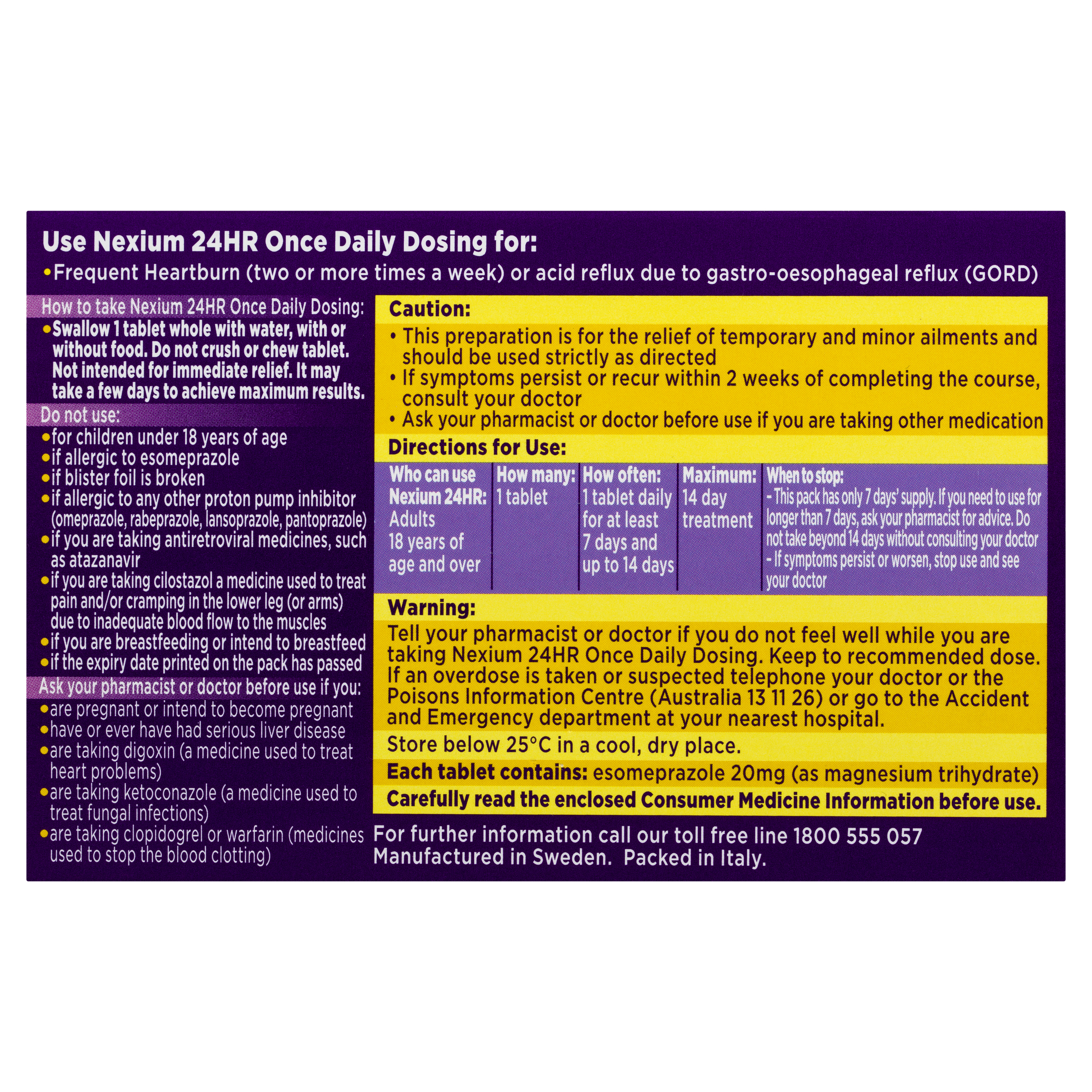 Nexium 24HR 20mg - 7 tablets - Image 2