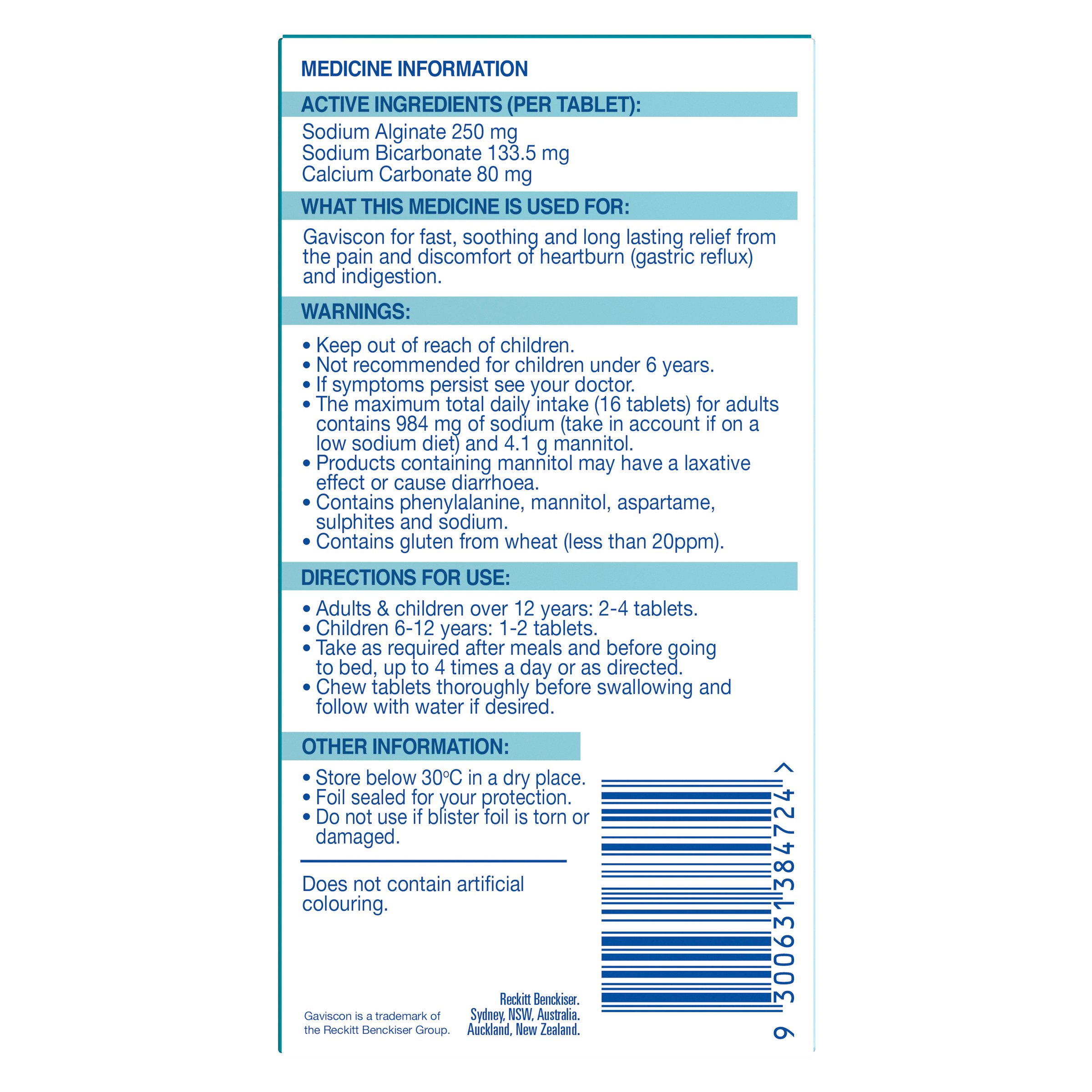 Gaviscon Peppermint 48 chewable tablets - Image 2