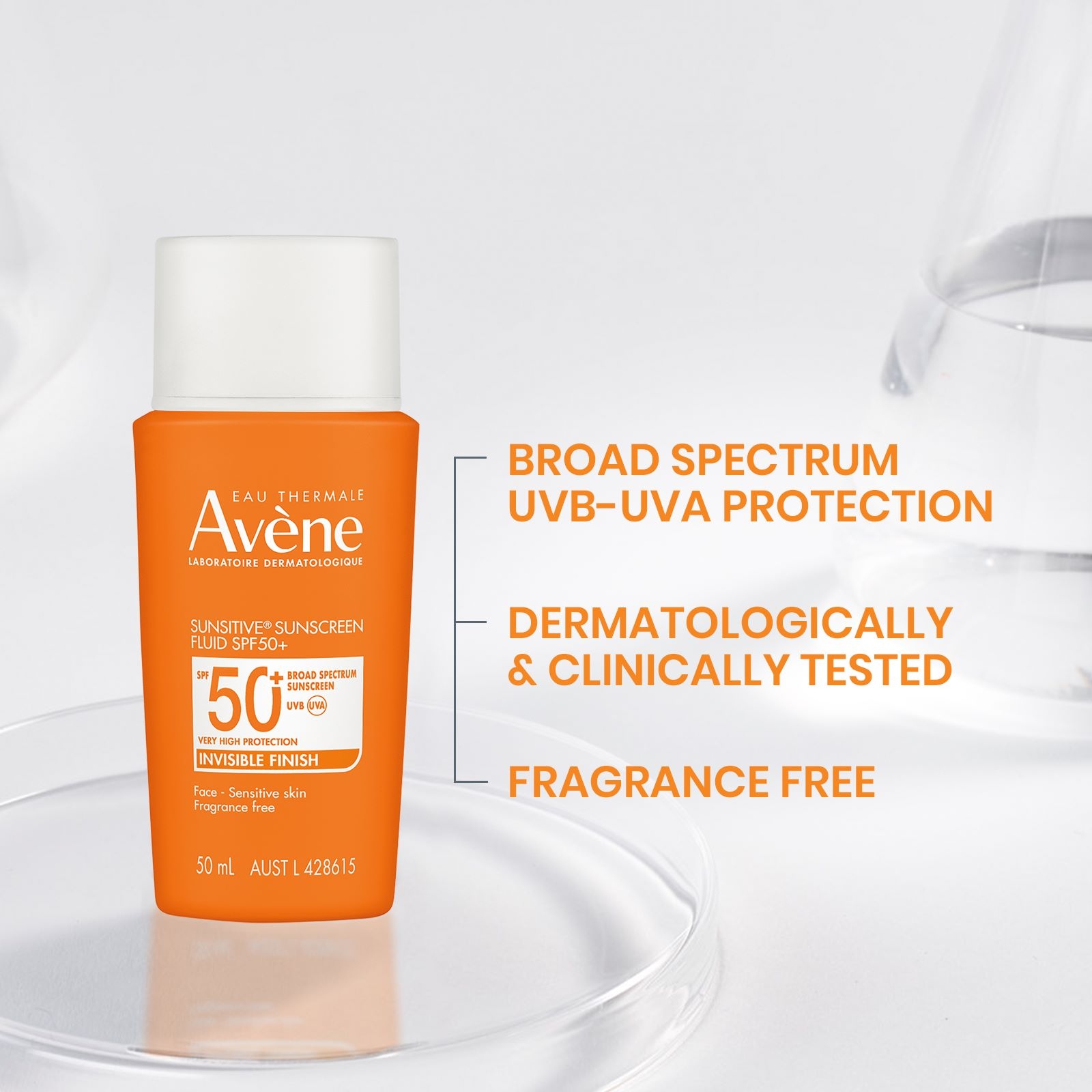 Avene Sunsitive Sunscreen Fluid SPF 50+ 50ml - Image 3