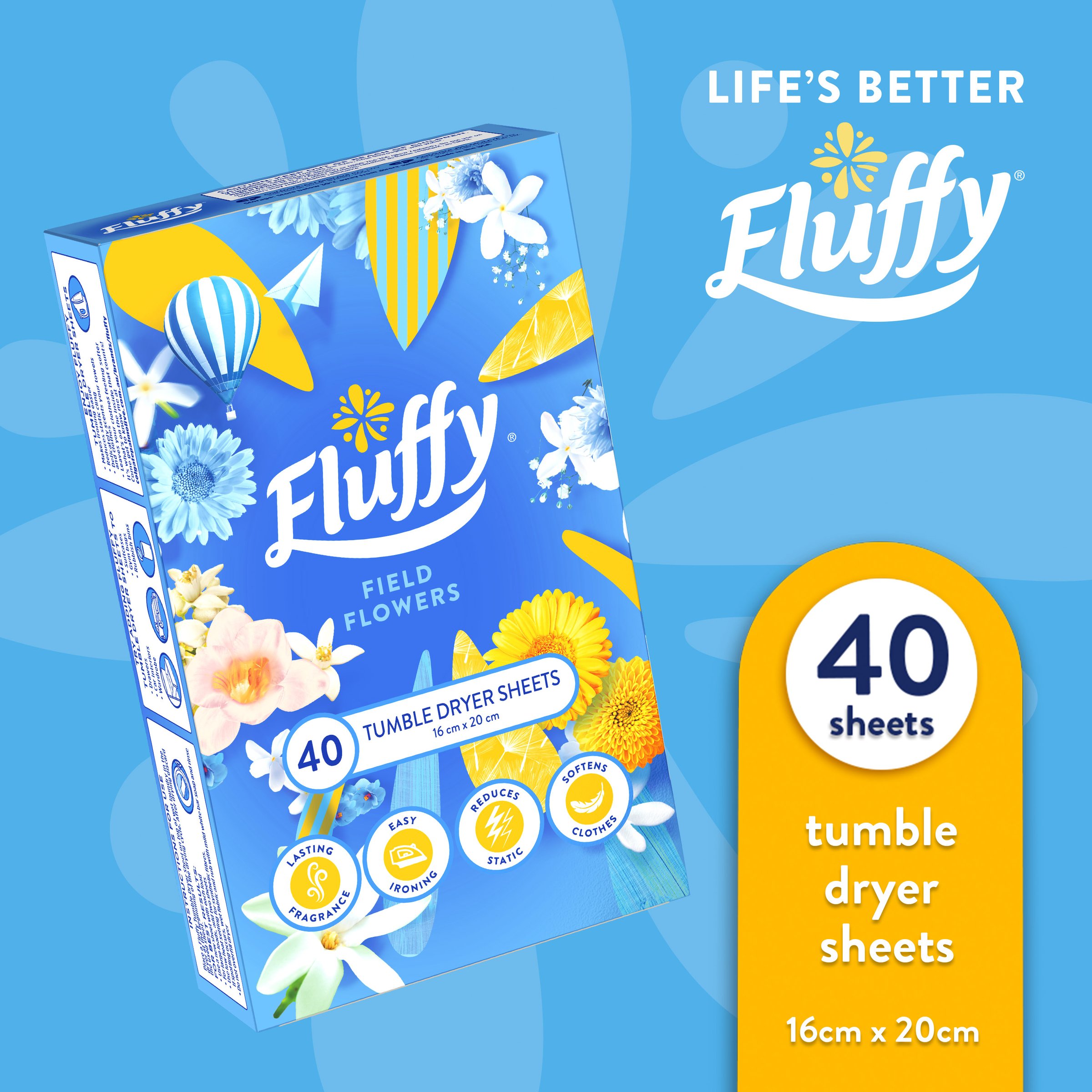 Fluffy Dryer Sheets Field Flowers 40 pack - Image 7